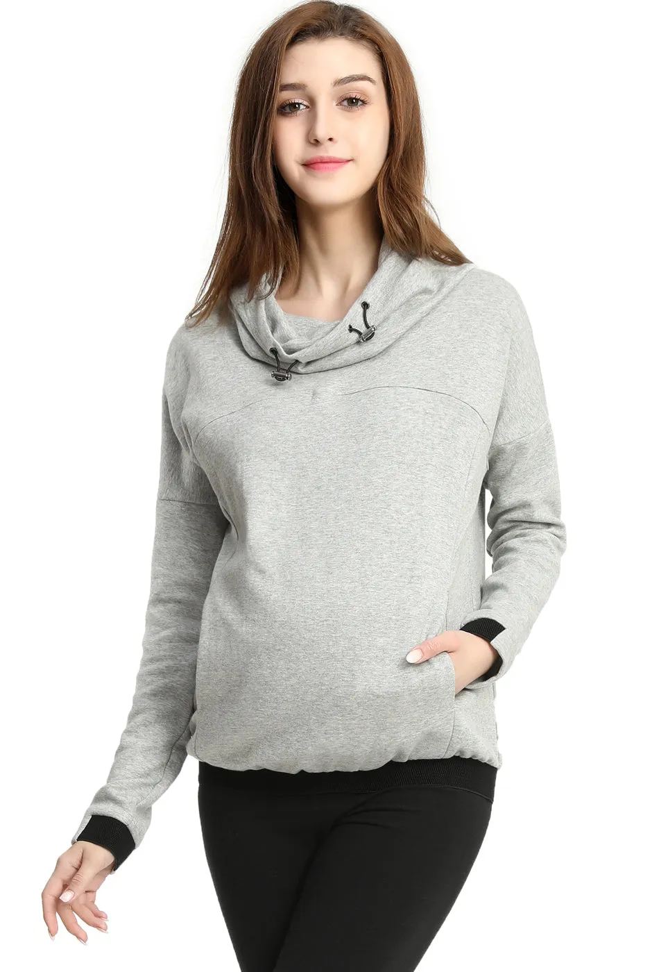 Kimi + Kai Maternity Samara Cowl Neck Nursing Hoodie