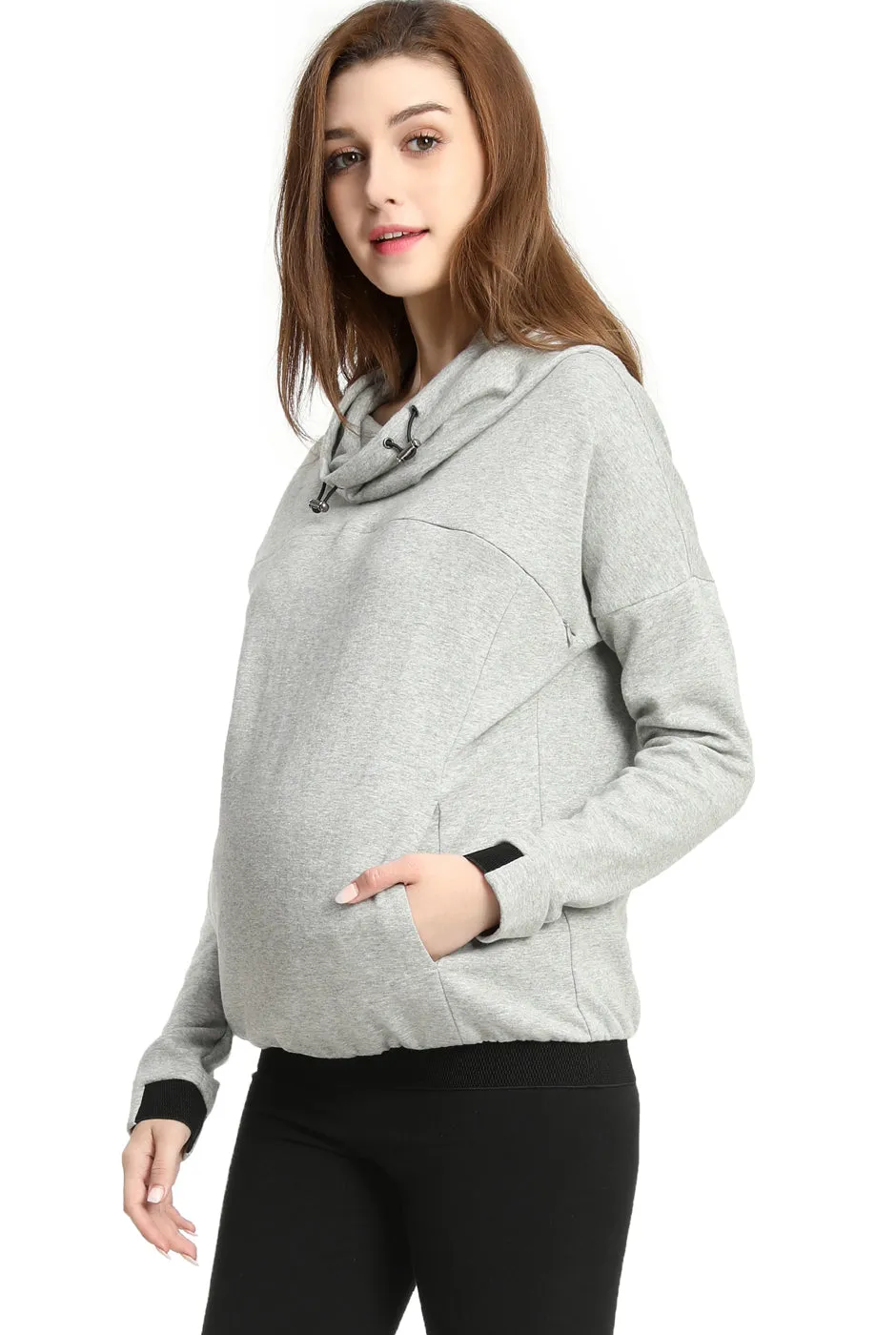 Kimi + Kai Maternity Samara Cowl Neck Nursing Hoodie