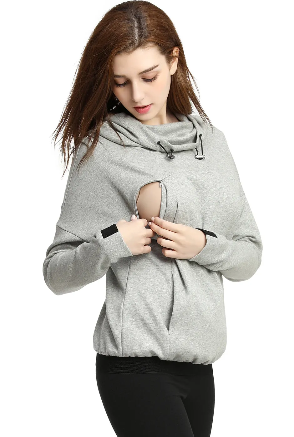 Kimi + Kai Maternity Samara Cowl Neck Nursing Hoodie