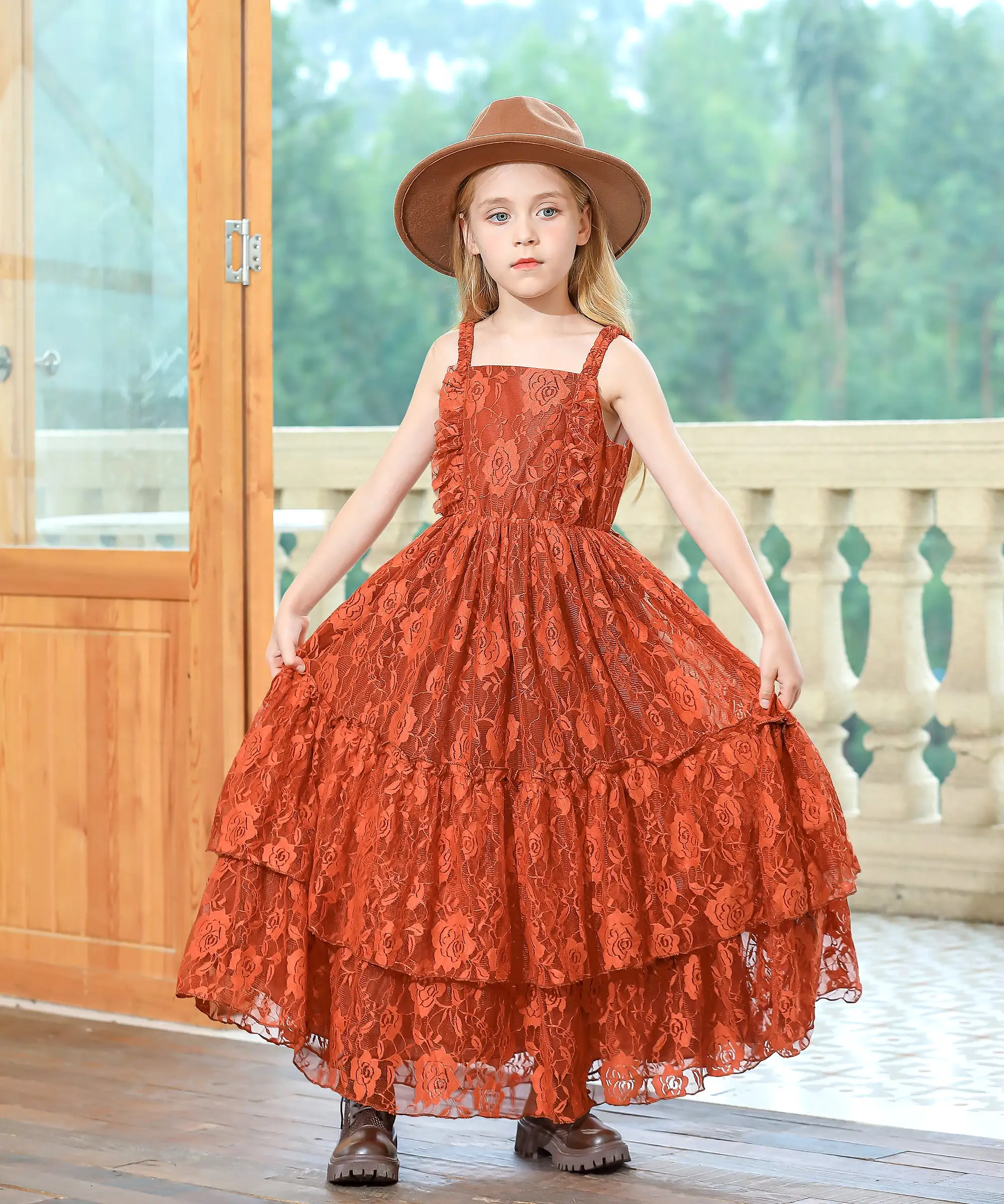 Lace Long Flower Girl Dress