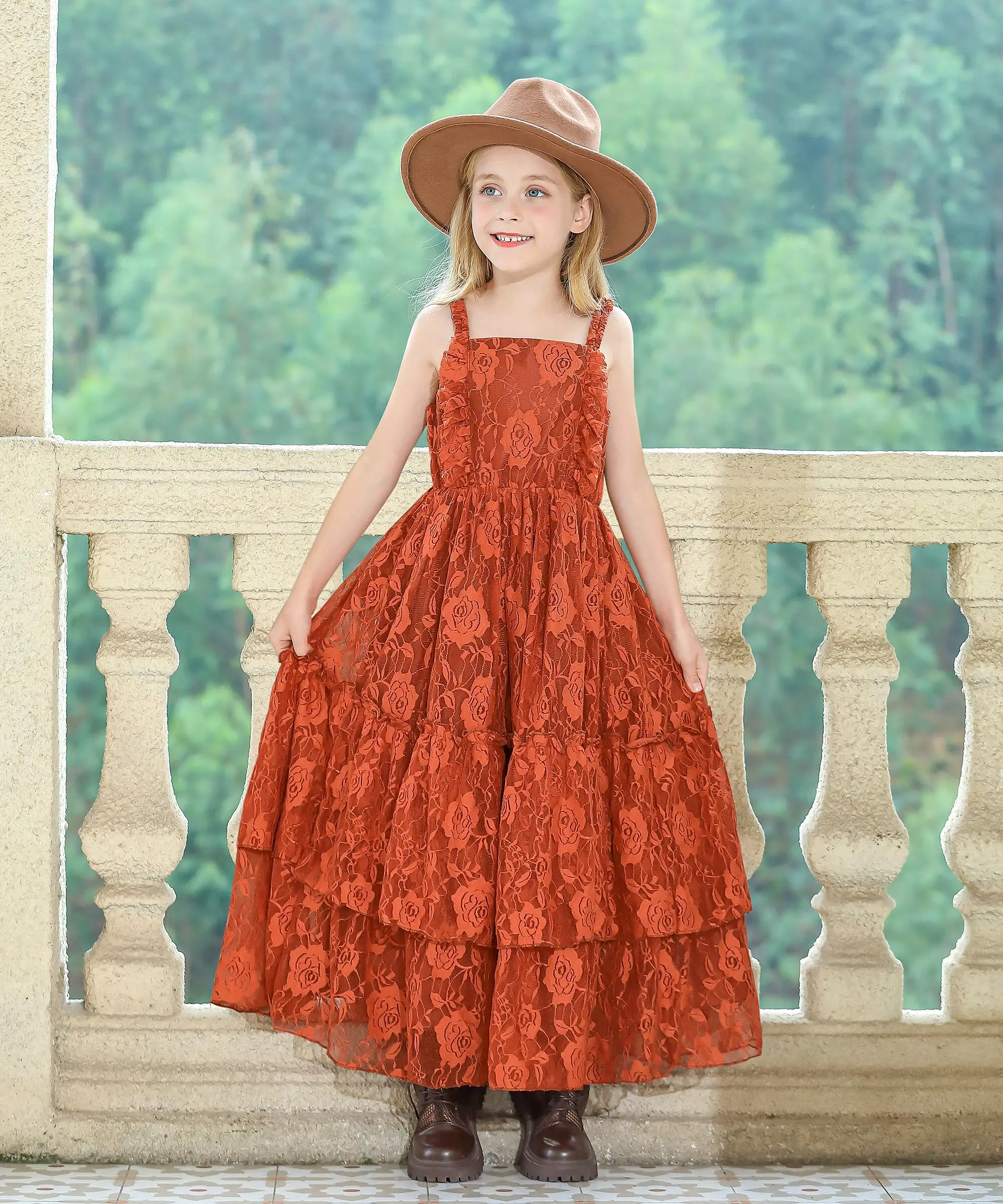 Lace Long Flower Girl Dress