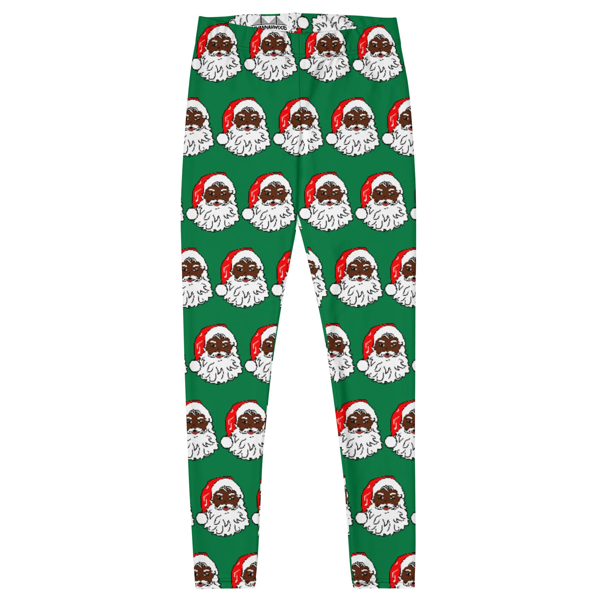 Leggings African American Santa Green