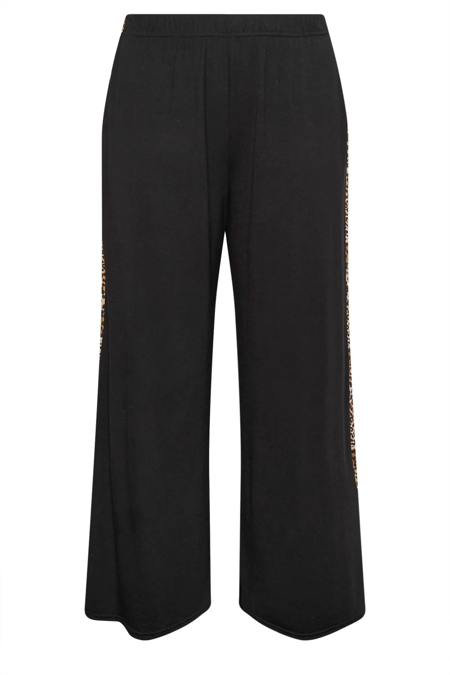 LIMITED COLLECTION Curve Black Leopard Print Stripe Wide Leg Trousers