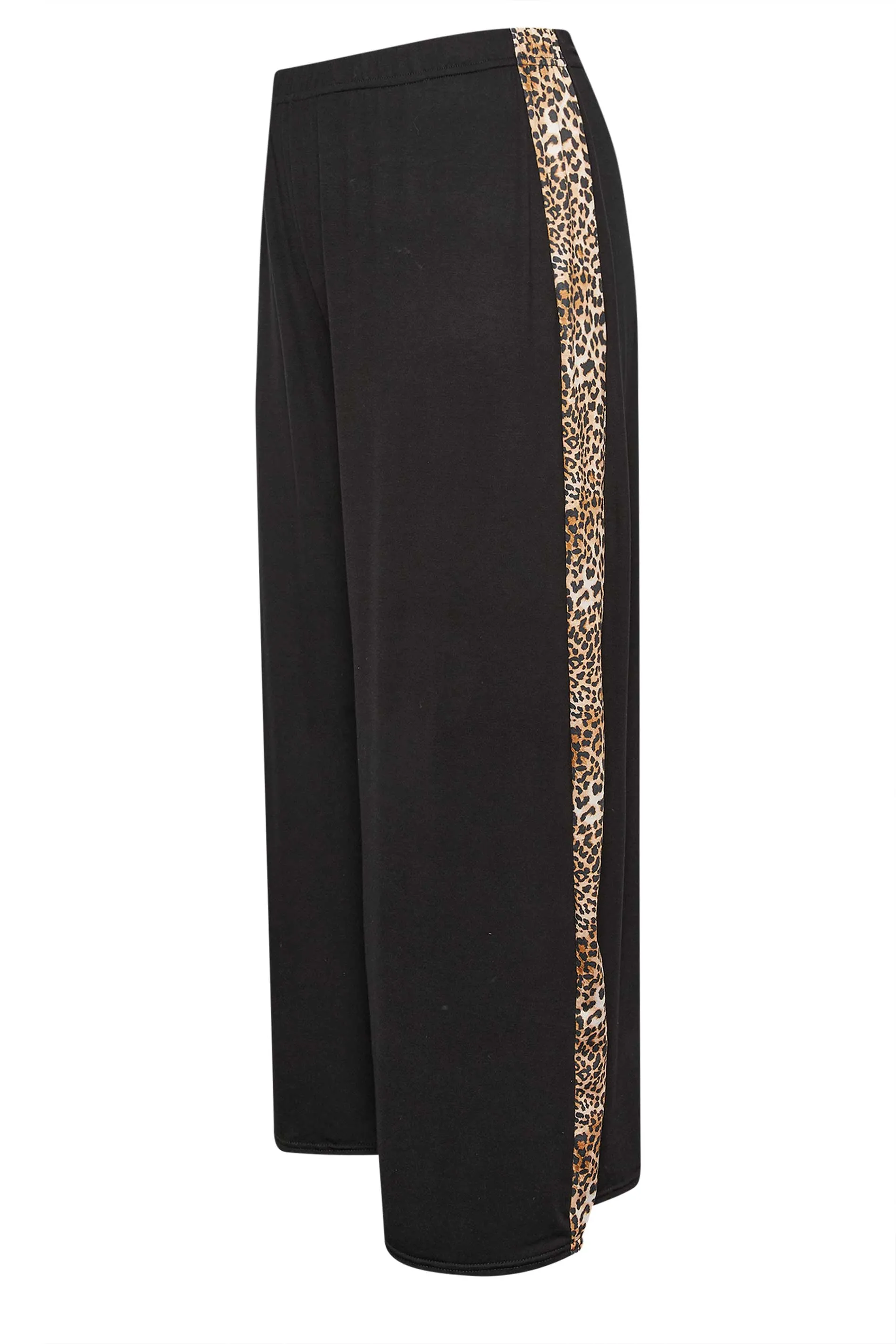 LIMITED COLLECTION Curve Black Leopard Print Stripe Wide Leg Trousers