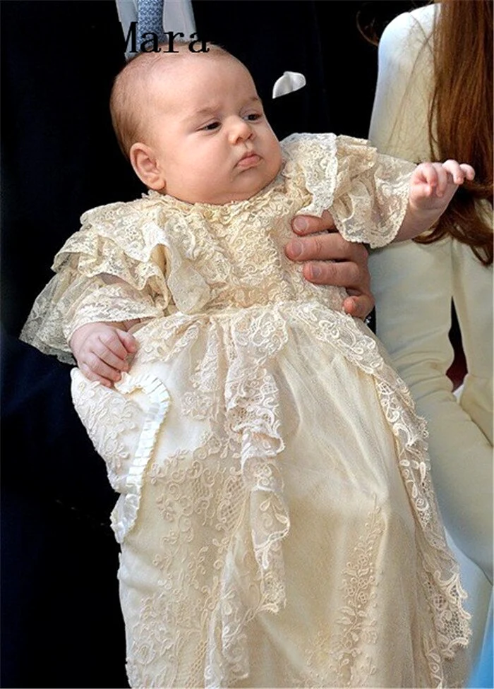 Long Beautiful Lace Christening Gown