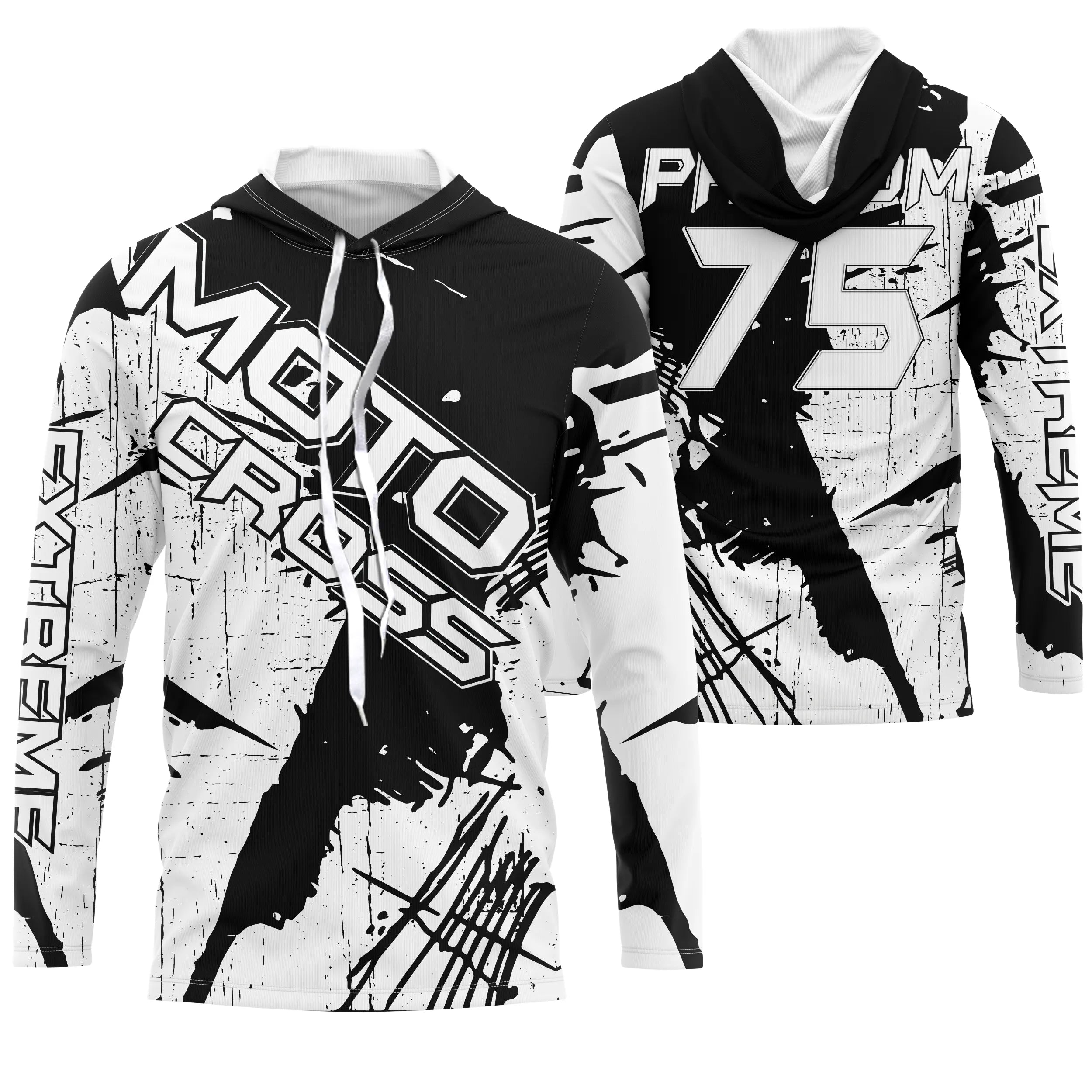 Maillot Cross Dirt Bike Personnalisé Noir Et Blanc, Cadeau Pilote Moto Cross, Courses Tout-Terrain - MZ29122209