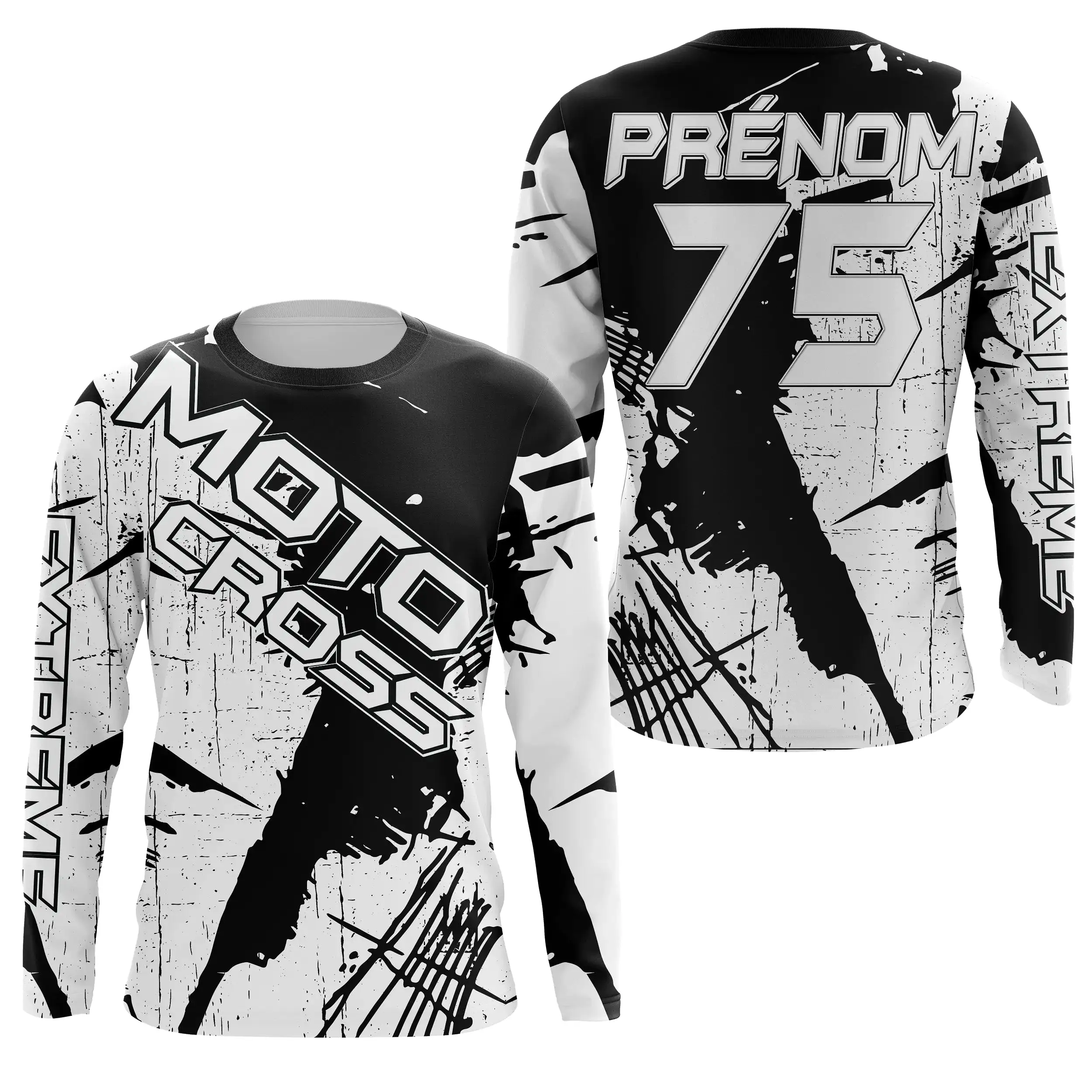 Maillot Cross Dirt Bike Personnalisé Noir Et Blanc, Cadeau Pilote Moto Cross, Courses Tout-Terrain - MZ29122209