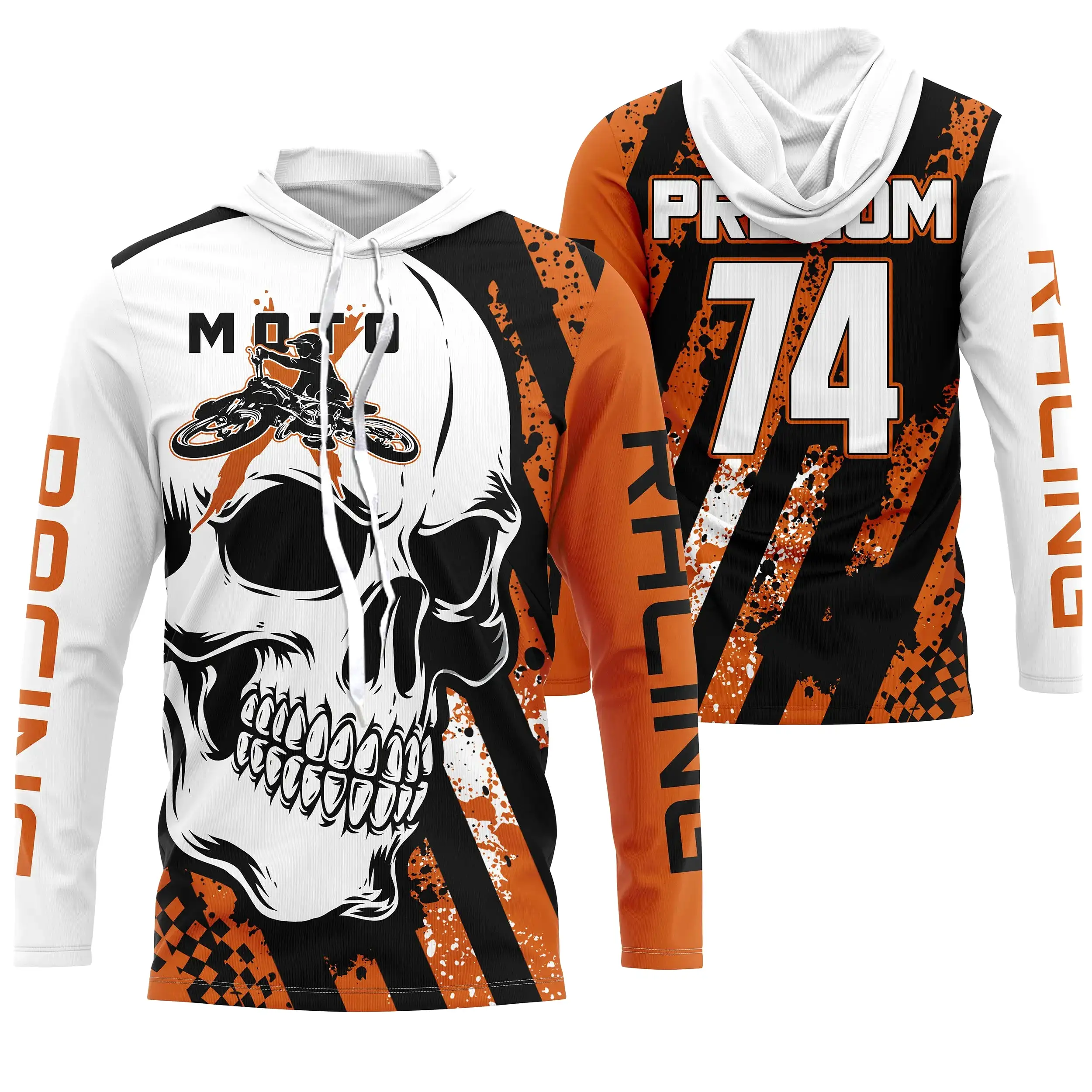 Maillot Cross Dirt Bike Personnalisé Orange, T-shirt Pilote Moto Cross Tout-Terrain - MZ29122201