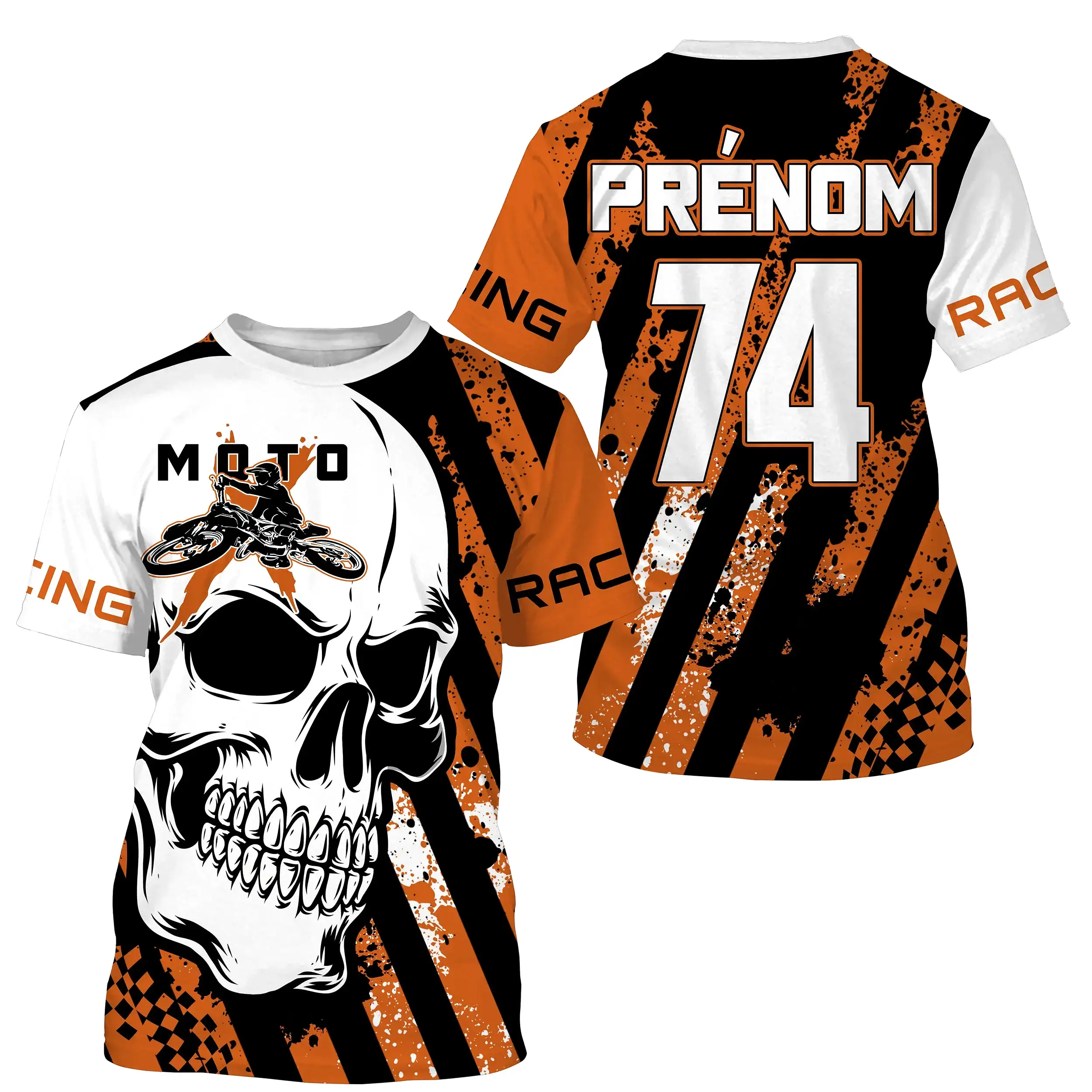 Maillot Cross Dirt Bike Personnalisé Orange, T-shirt Pilote Moto Cross Tout-Terrain - MZ29122201