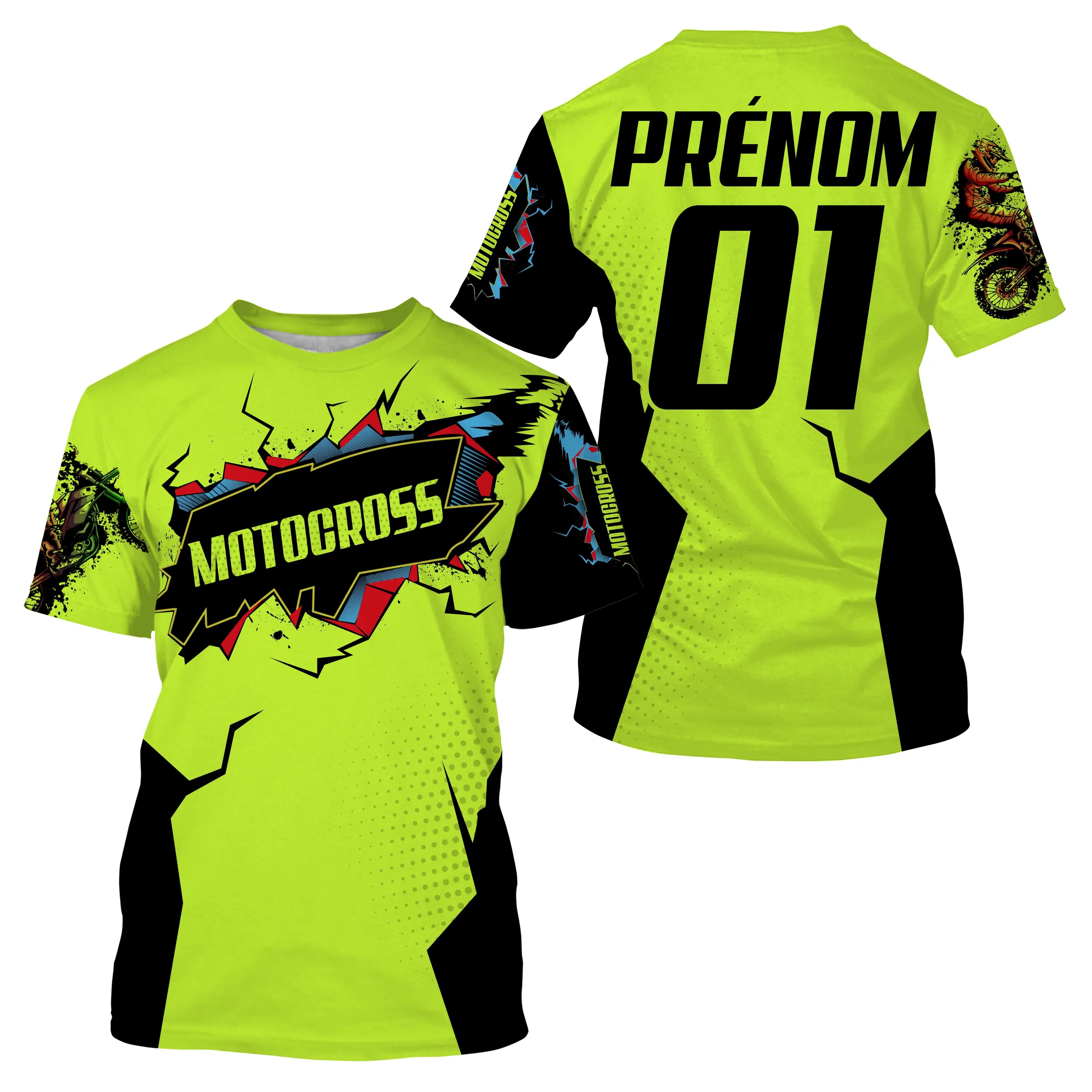 Maillot Cross Dirt Bike Personnalisé Vert, Cadeau Pilote Moto Cross, Courses Tout-Terrain - MZ29122205