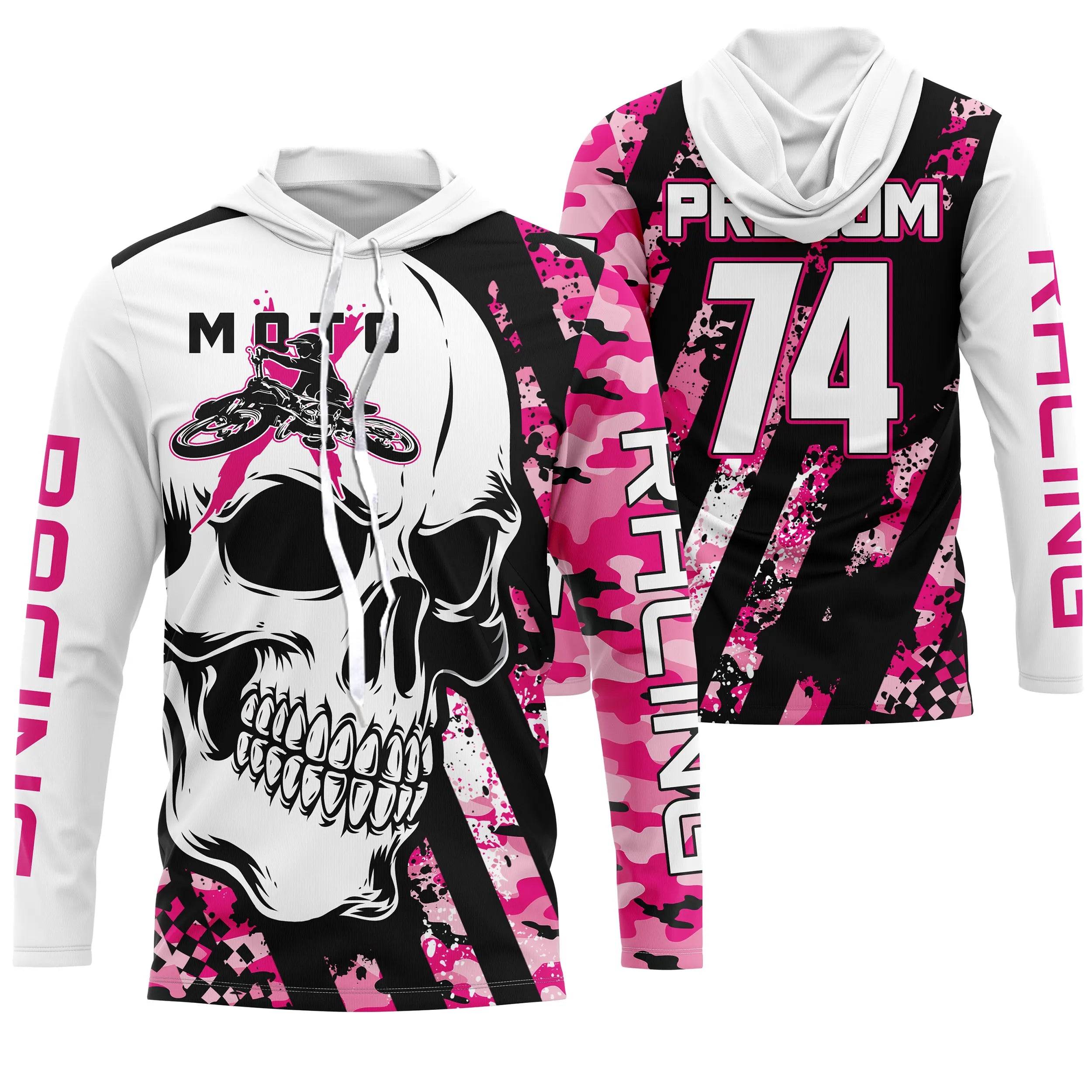 Maillot Cross Numéro Et Nom Personnalisé, Crne MX UPF Rose Camo Dirt Bike, Moto Tout-Terrain - CT17122231