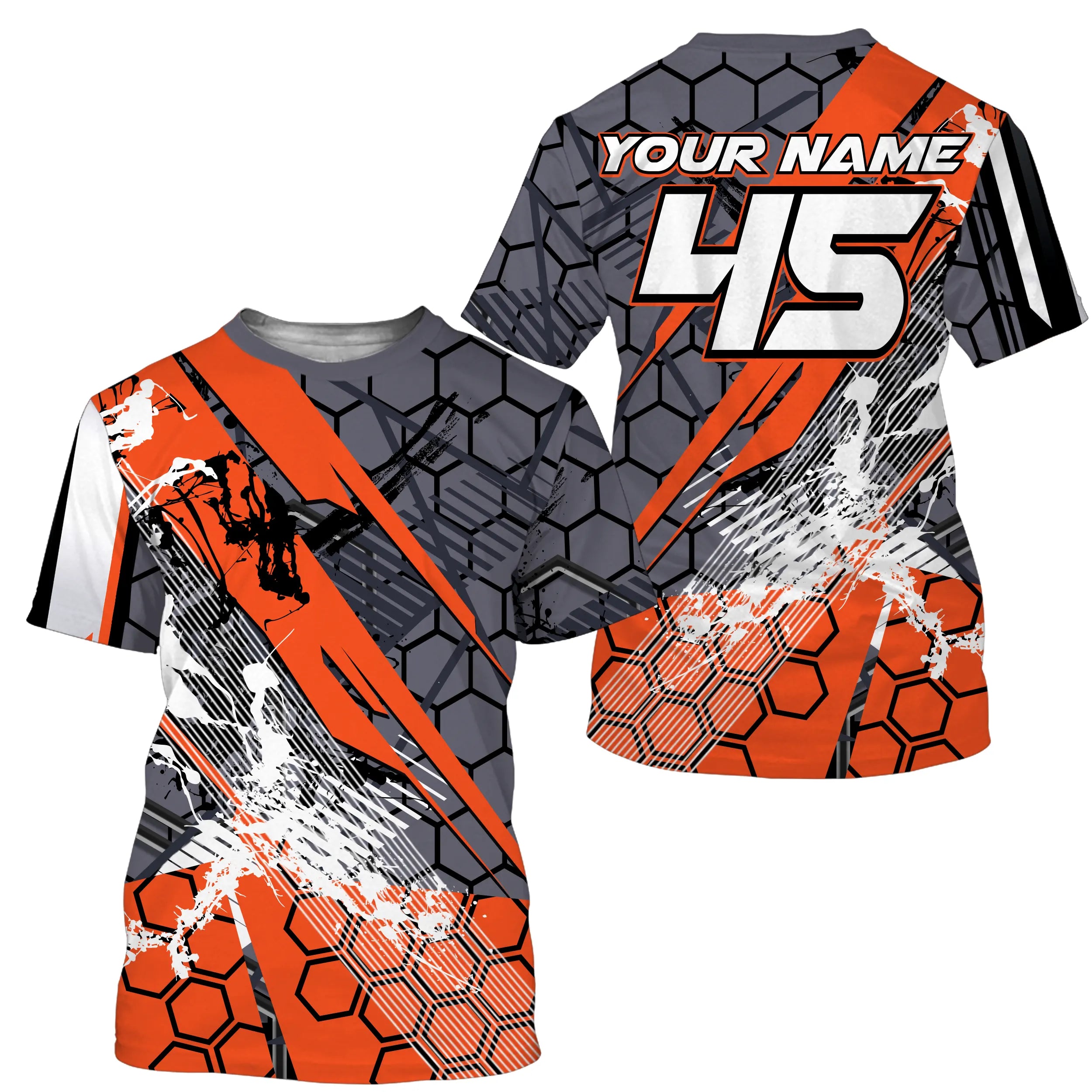 Maillot Cross Personnalisé Gris Orange, Cadeau Pilote Moto Cross, Courses Tout-Terrain Extreme - MZ04012301