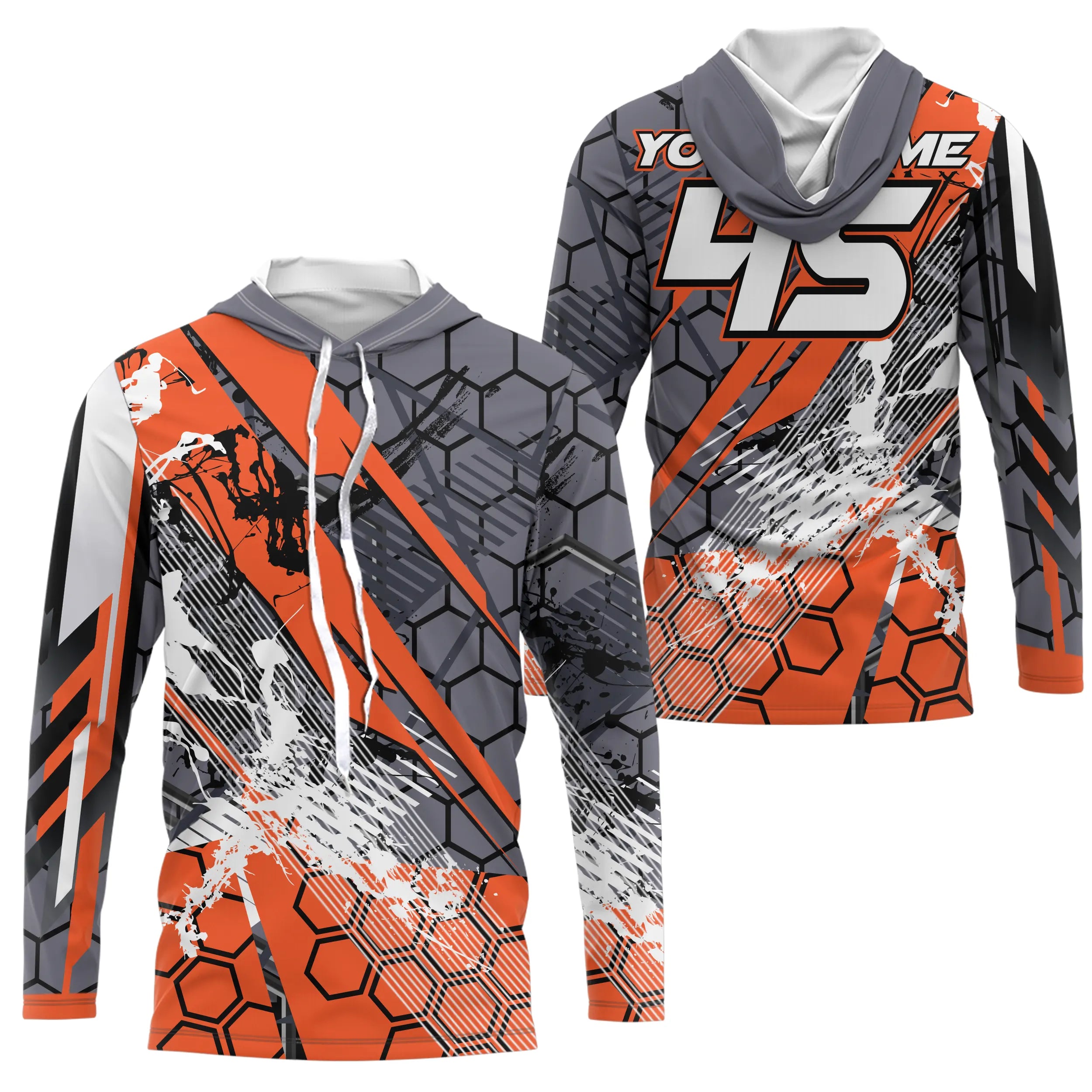 Maillot Cross Personnalisé Gris Orange, Cadeau Pilote Moto Cross, Courses Tout-Terrain Extreme - MZ04012301