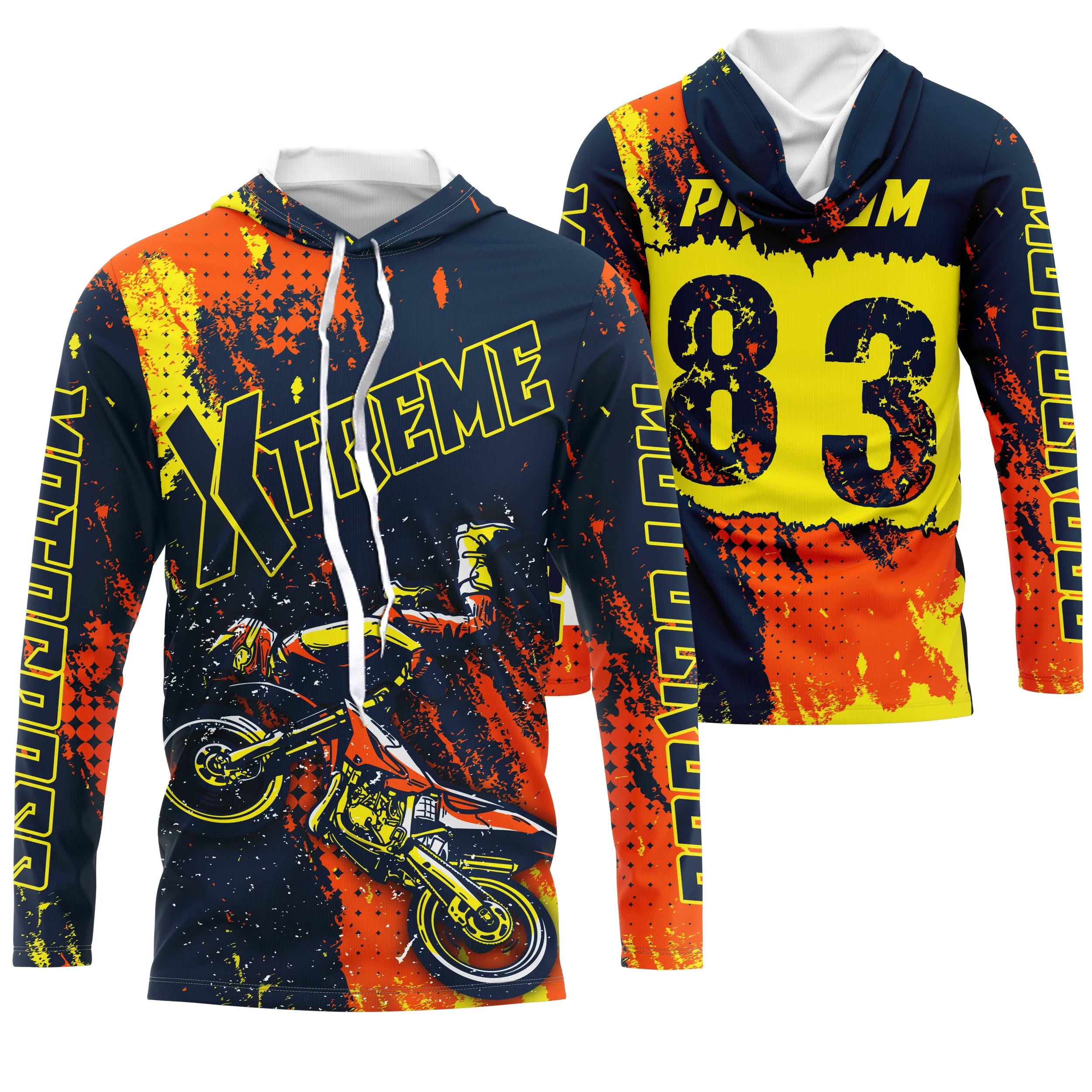 Maillot Cross Protection UV Jaune, Cadeau Personnalisé Pilote Moto Cross, Courses Tout-Terrain Extrême - MZ27122210