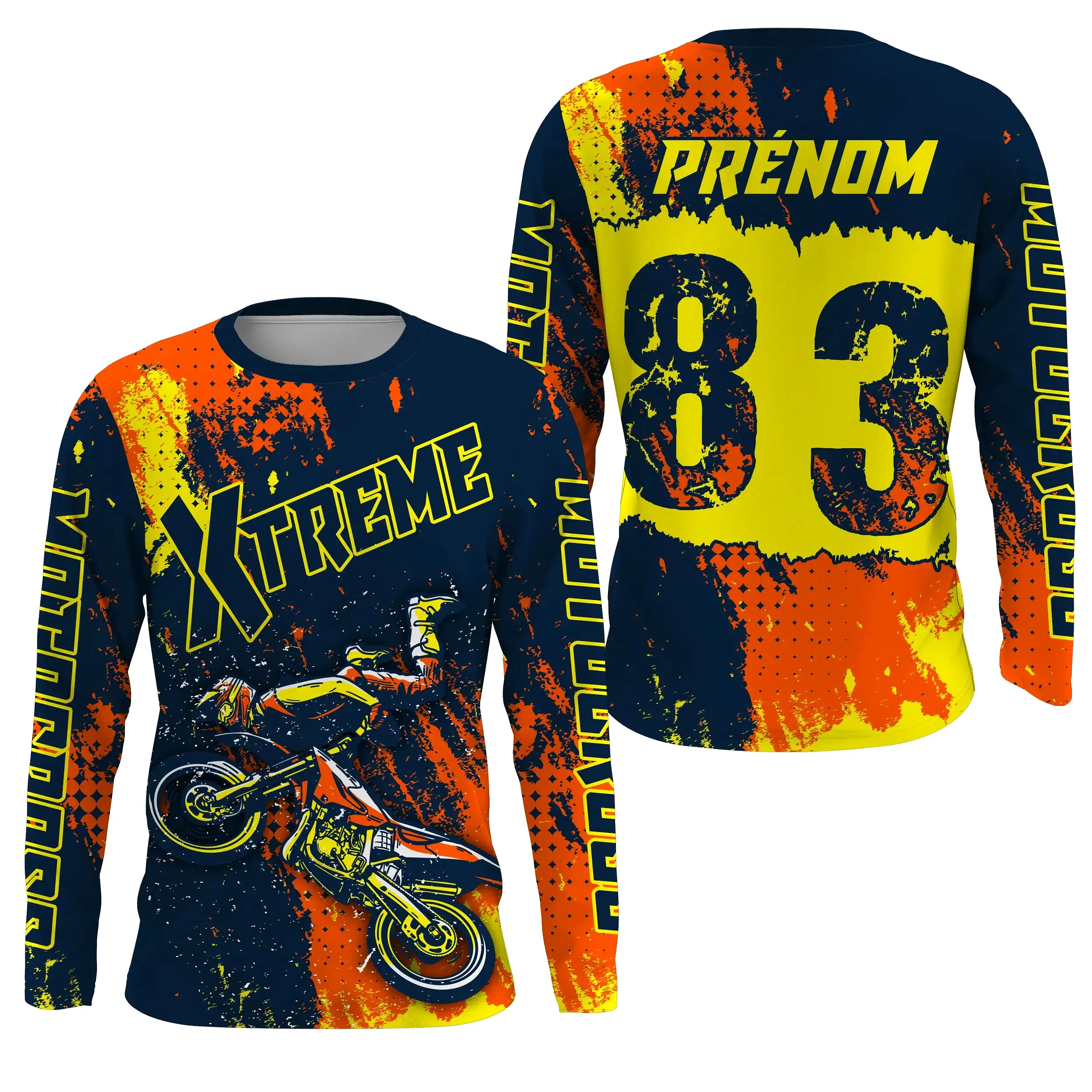 Maillot Cross Protection UV Jaune, Cadeau Personnalisé Pilote Moto Cross, Courses Tout-Terrain Extrême - MZ27122210