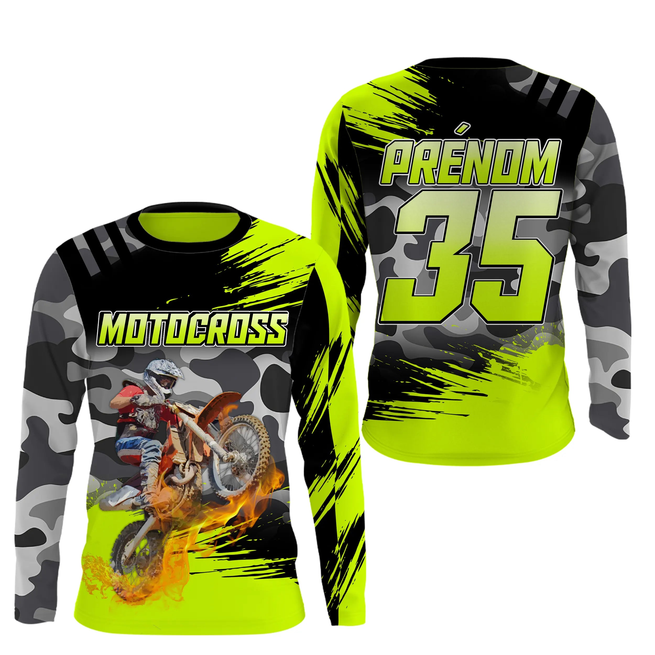 Maillot Cross Protection UV Personnalisé, MX Extrême Tout-Terrain Passion, Dirt Bike Racing - CT19122234