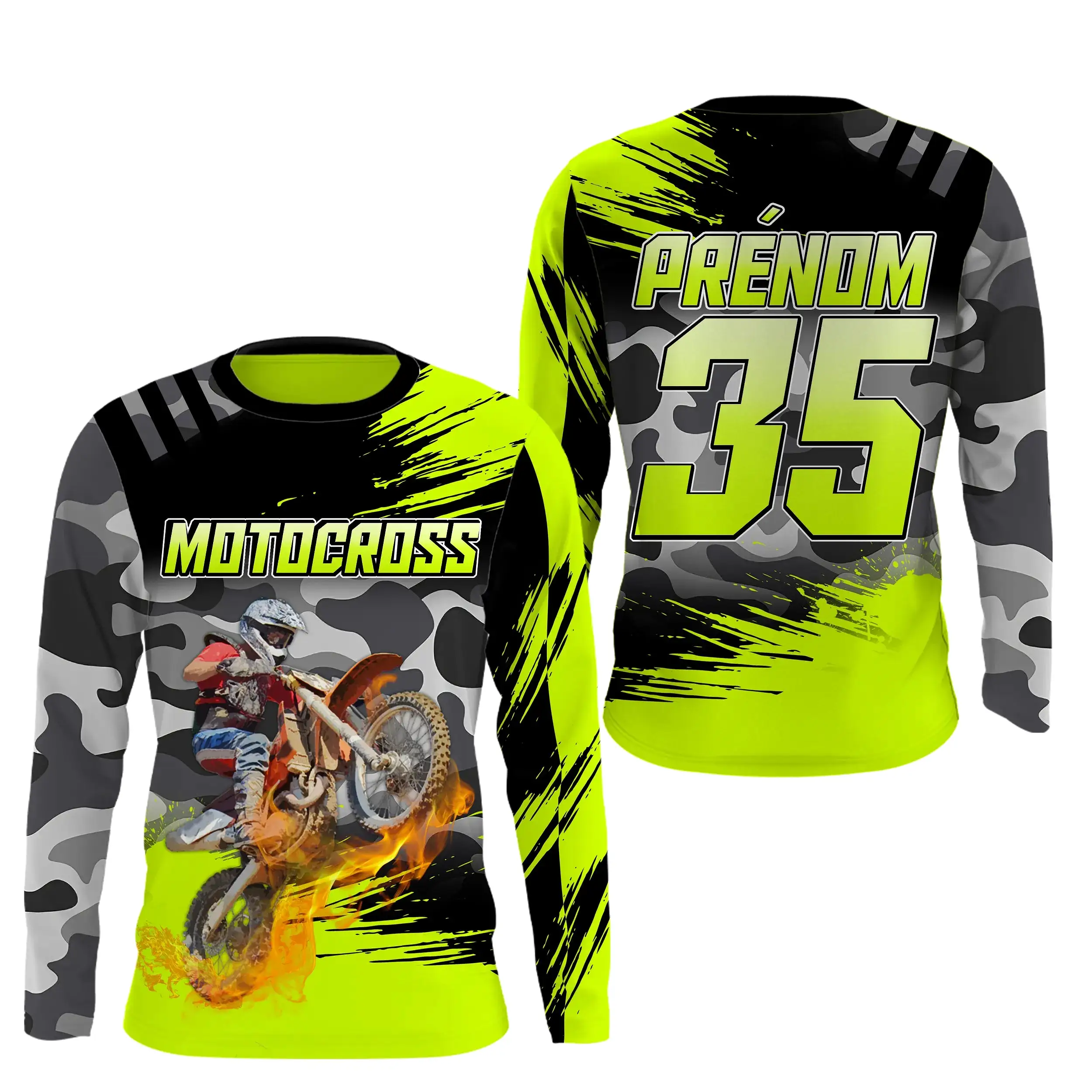 Maillot Cross Protection UV Personnalisé, MX Extrême Tout-Terrain Passion, Dirt Bike Racing - CT19122234