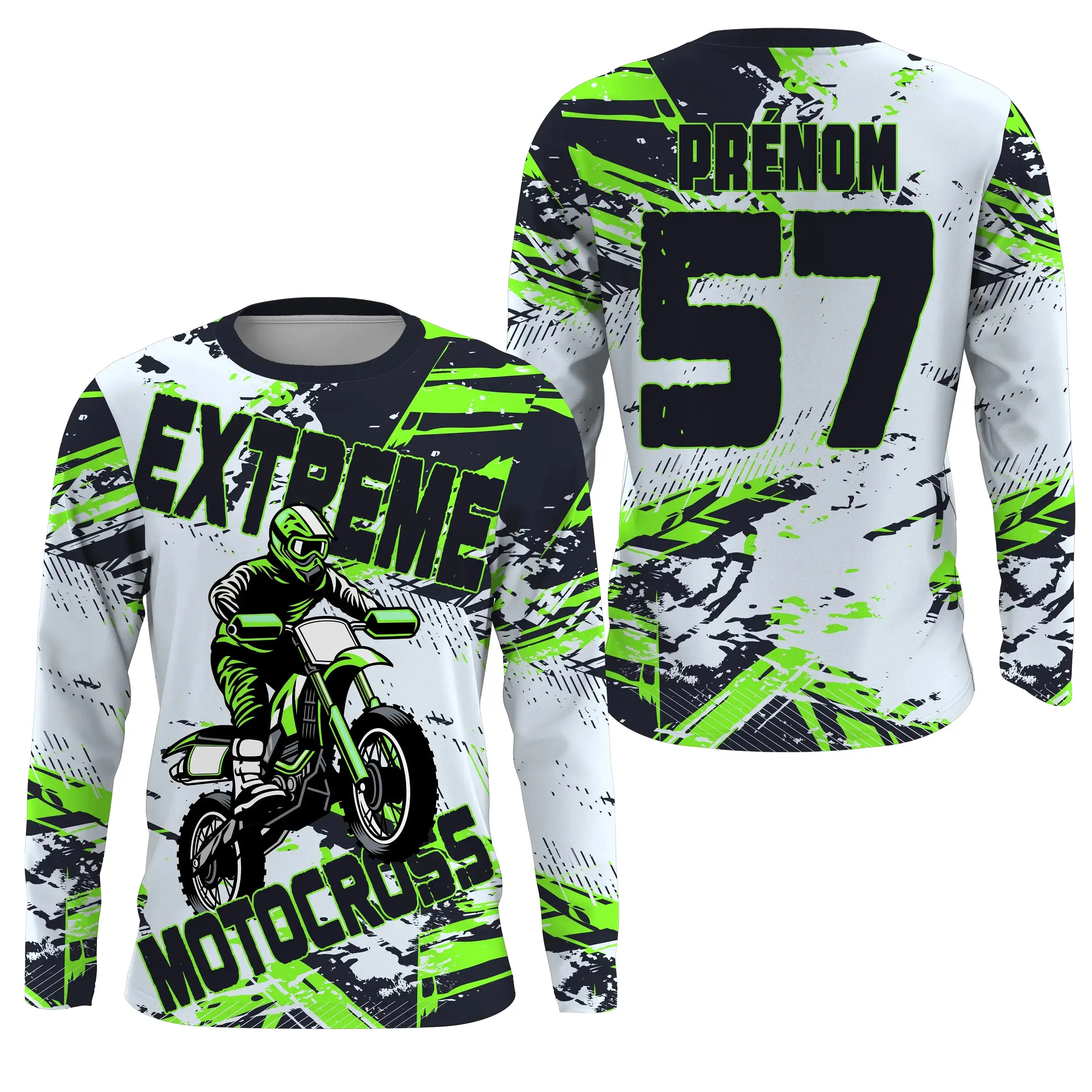 Maillot Cross Protection UV Personnalisé, MX Extrême Tout-Terrain Passion, Dirt Bike Racing - CT20122212