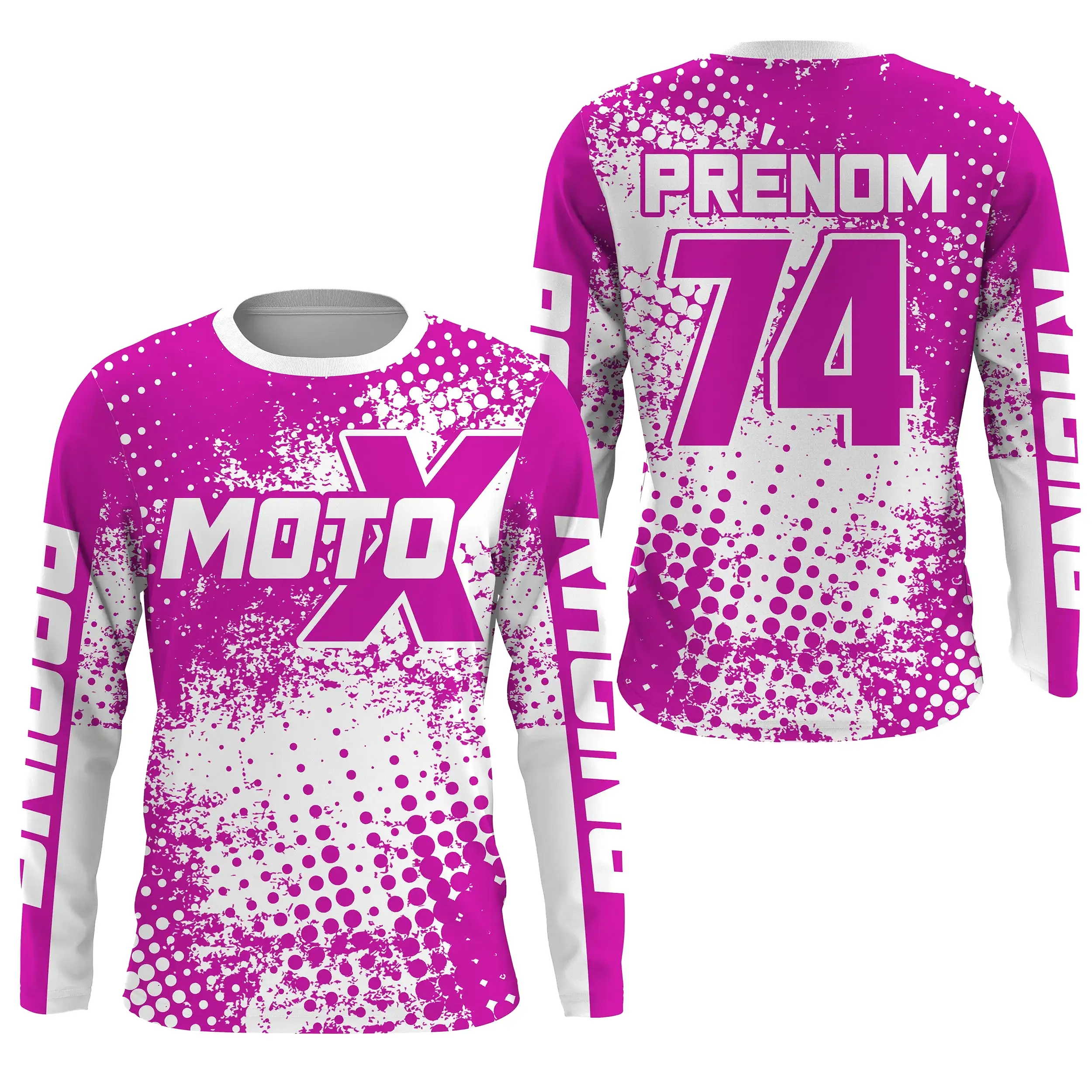 Maillot Cross Protection UV Rose, Cadeau Personnalisé Pilote Moto Cross, Courses Moto Tout-Terrain - MZ27122203