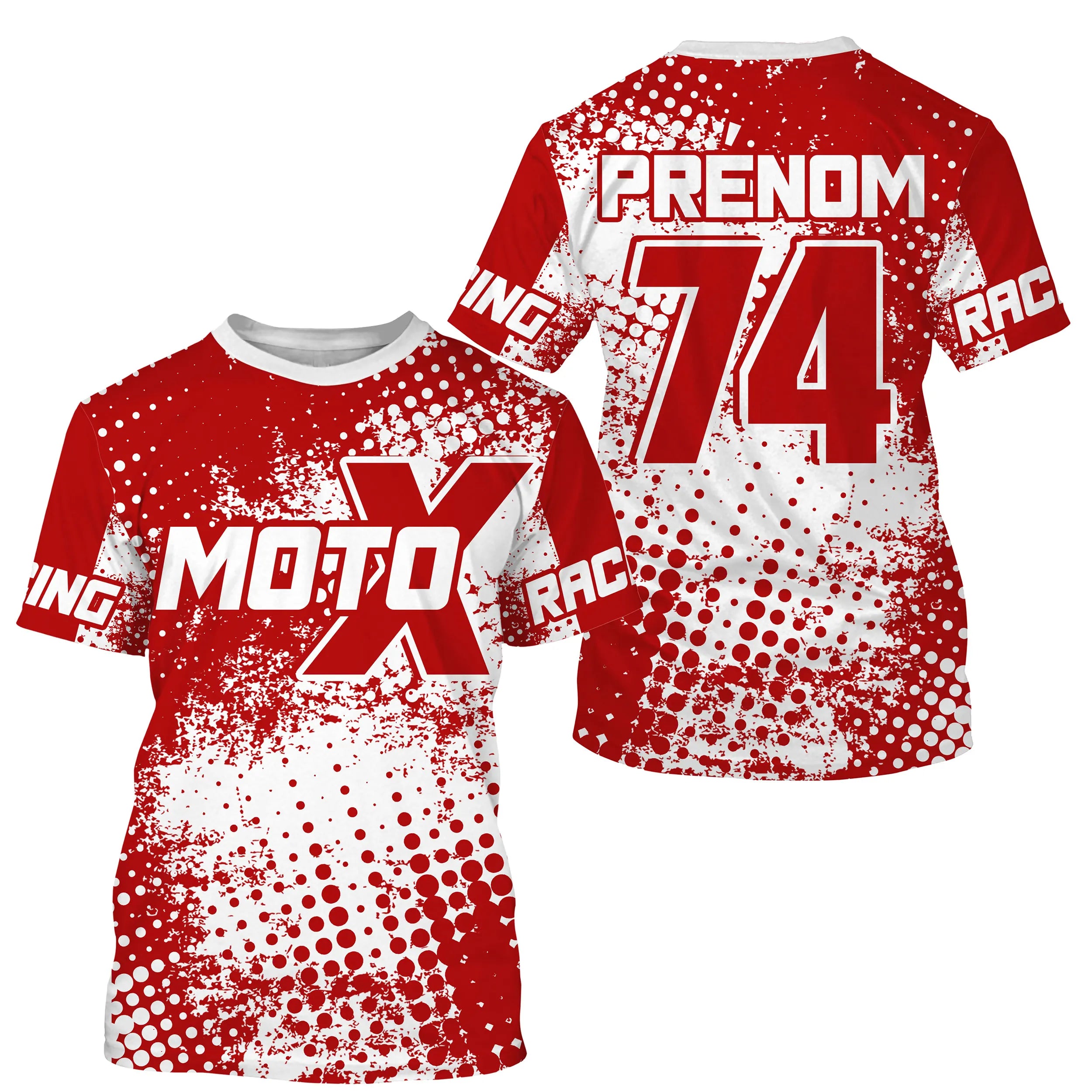 Maillot Cross Protection UV Rouge, Cadeau Personnalisé Pilote Moto Cross, Courses Moto Tout-Terrain - MZ27122201