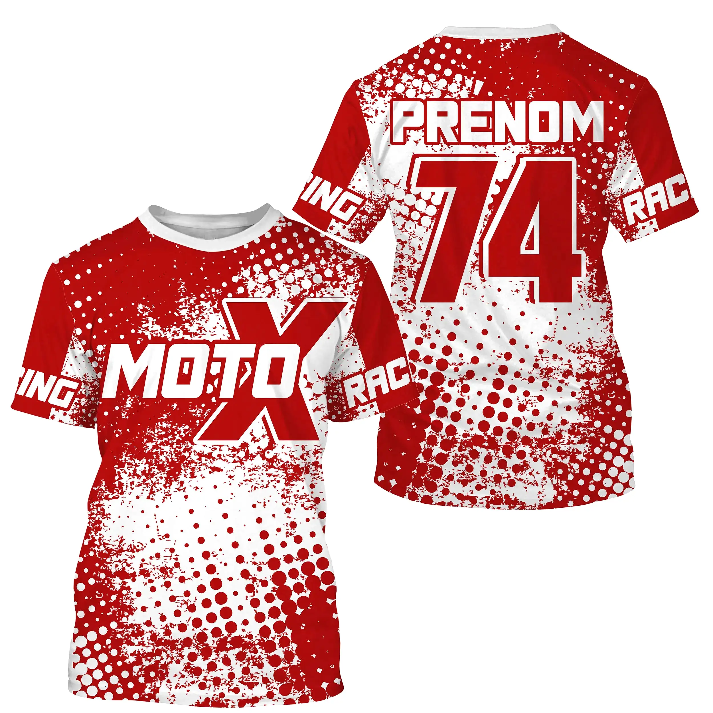 Maillot Cross Protection UV Rouge, Cadeau Personnalisé Pilote Moto Cross, Courses Moto Tout-Terrain - MZ27122201