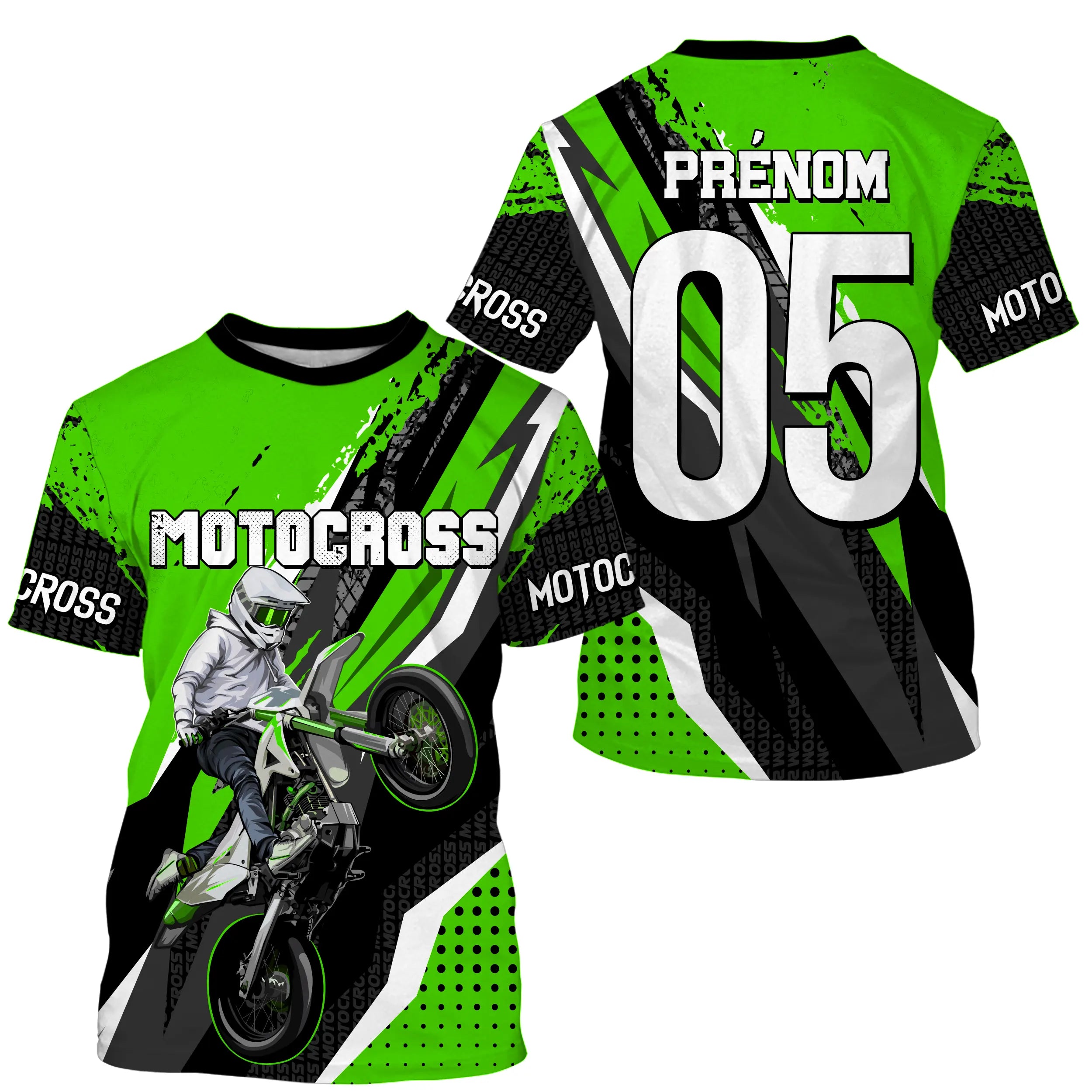 Maillot Cross Protection UV Vert, Cadeau Personnalisé Pilote Moto Cross, Courses Moto Tout-Terrain - CT22122208