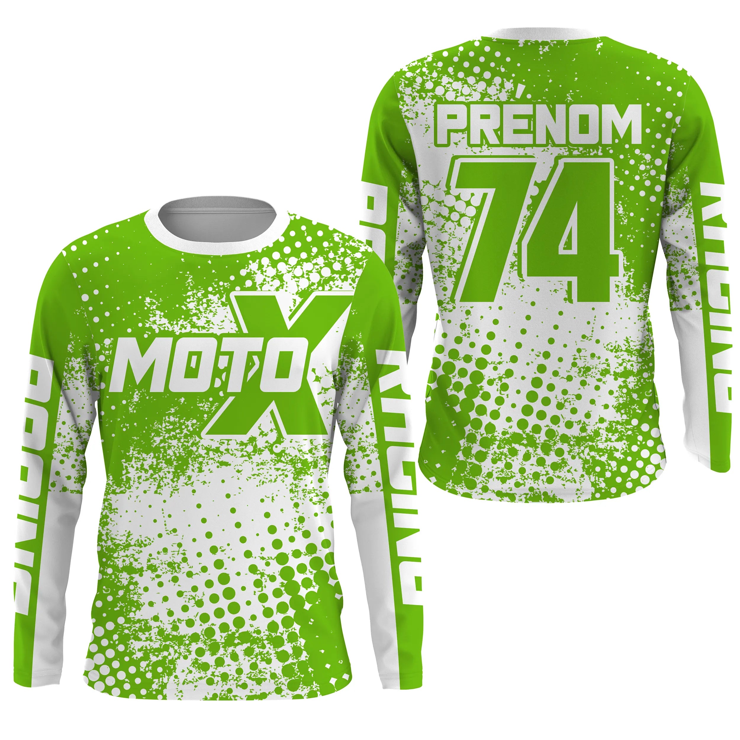 Maillot Cross Protection UV Vert, Cadeau Personnalisé Pilote Moto Cross, Courses Moto Tout-Terrain - MZ27122202