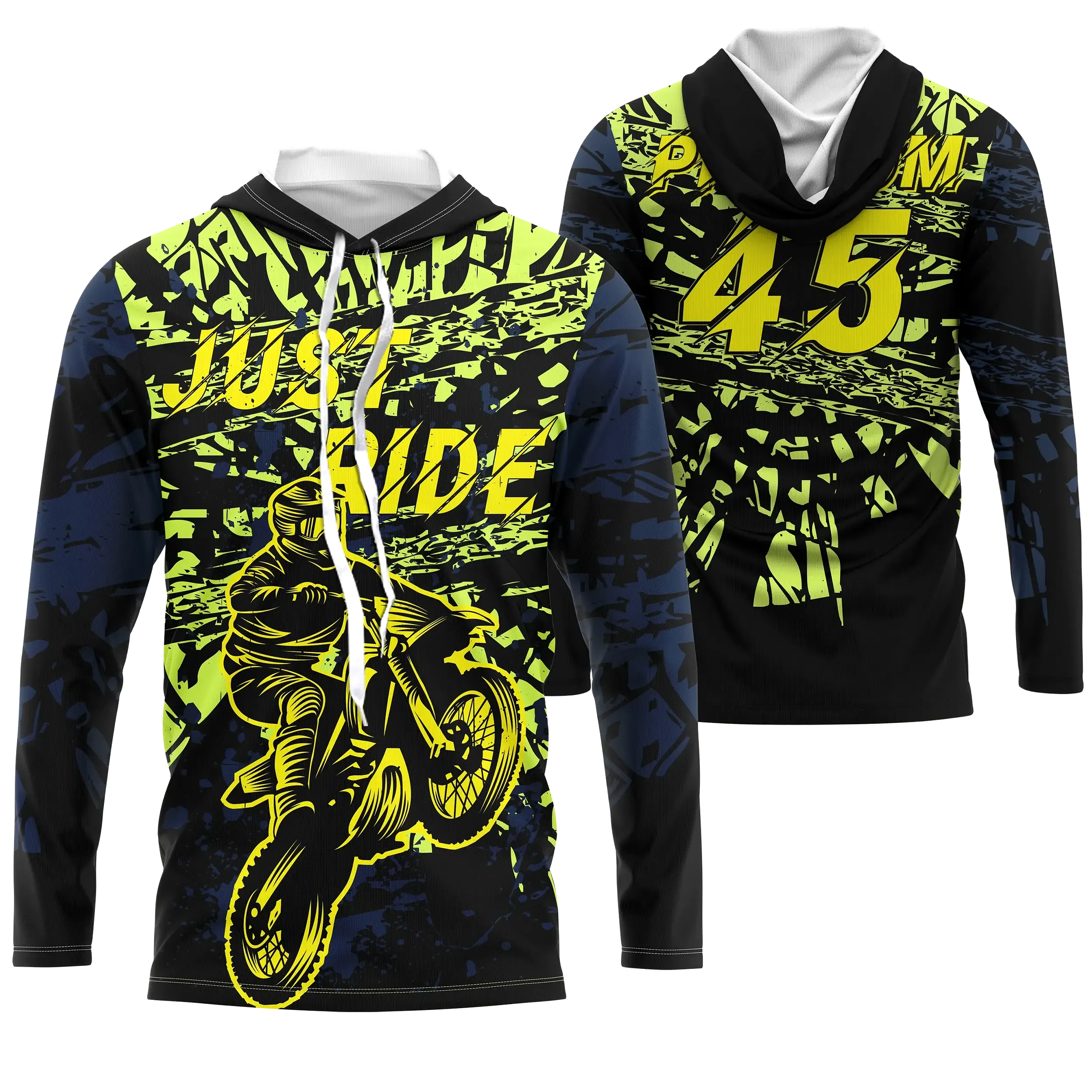 Maillot Cross Protection UV Vert Jaune, Cadeau Personnalisé Fan Moto Tout-Terrain - CT20122215