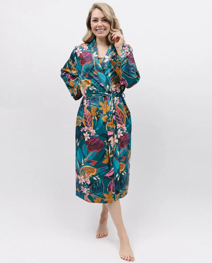 Maple Leaf Print Long Dressing Gown