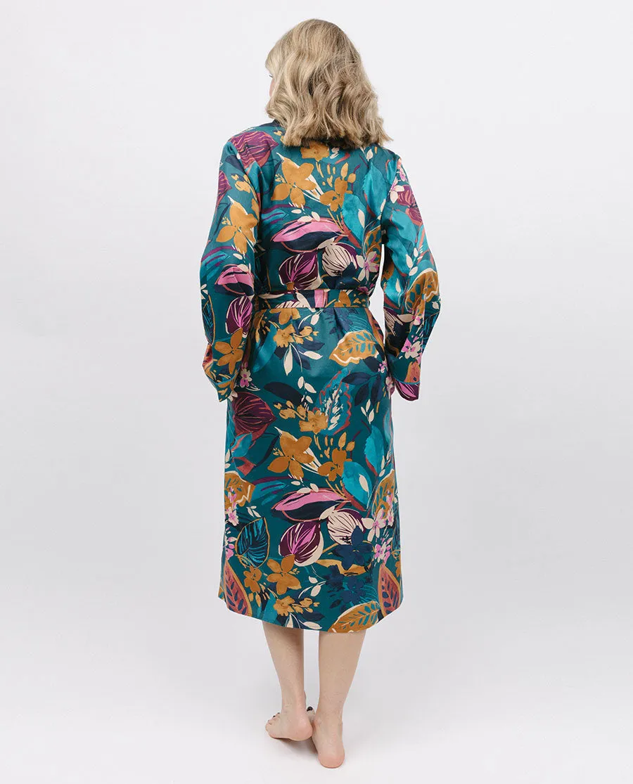 Maple Leaf Print Long Dressing Gown