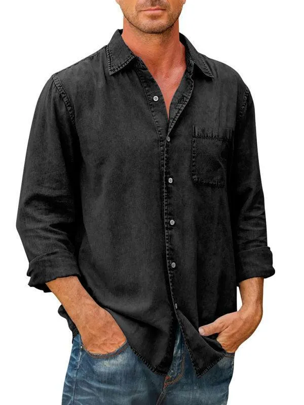 Men Long Sleeve Denim Shirt