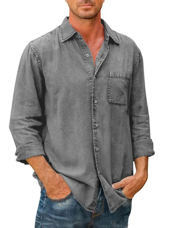 Men Long Sleeve Denim Shirt