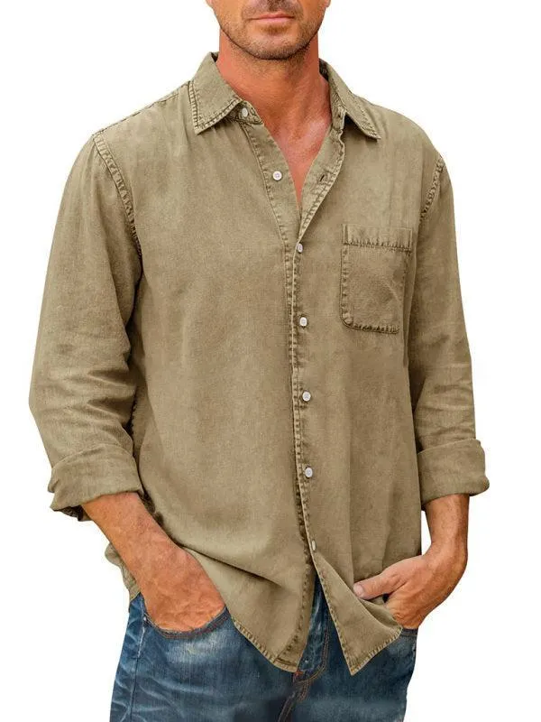 Men Long Sleeve Denim Shirt