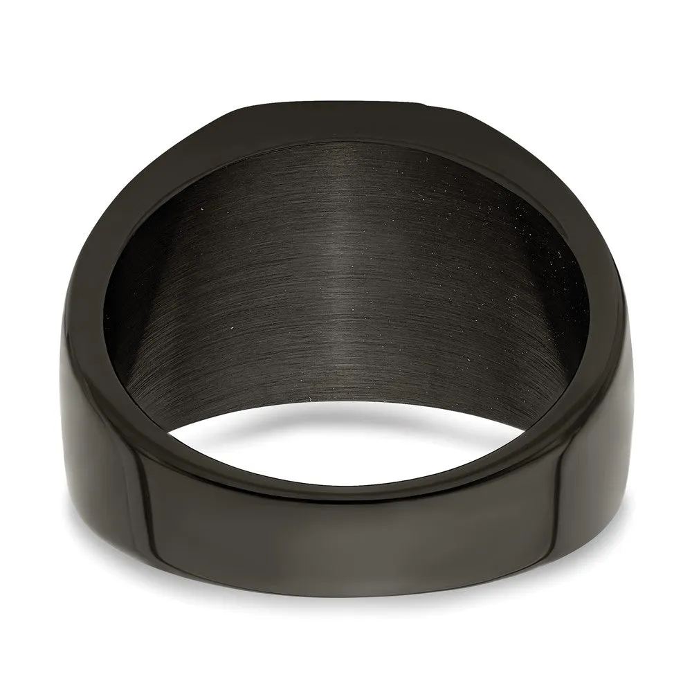 Men's 12.5mm Black Plated Stainless Steel Tapered Signet Ring