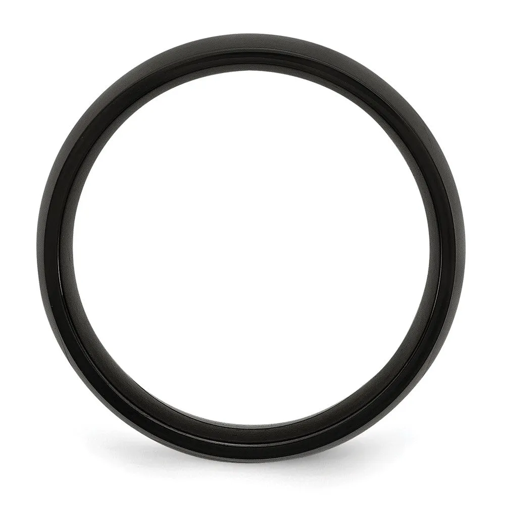 Men's 7mm Black Plated Stainless Steel Polished Domed Band