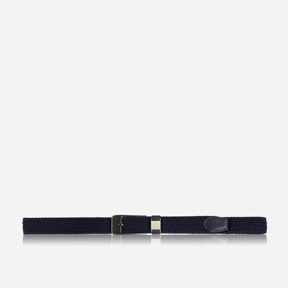 Men's Elasticated Braided Belt, Navy