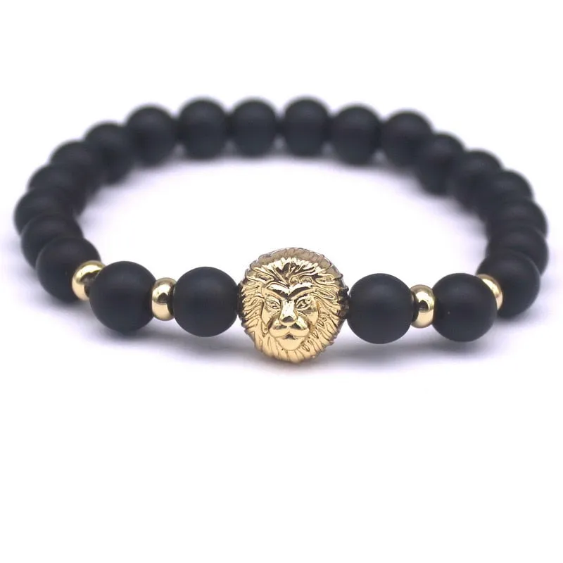 Men's Fashion Vintage Black Stone Popular Macrame Badge Charm Bracelets