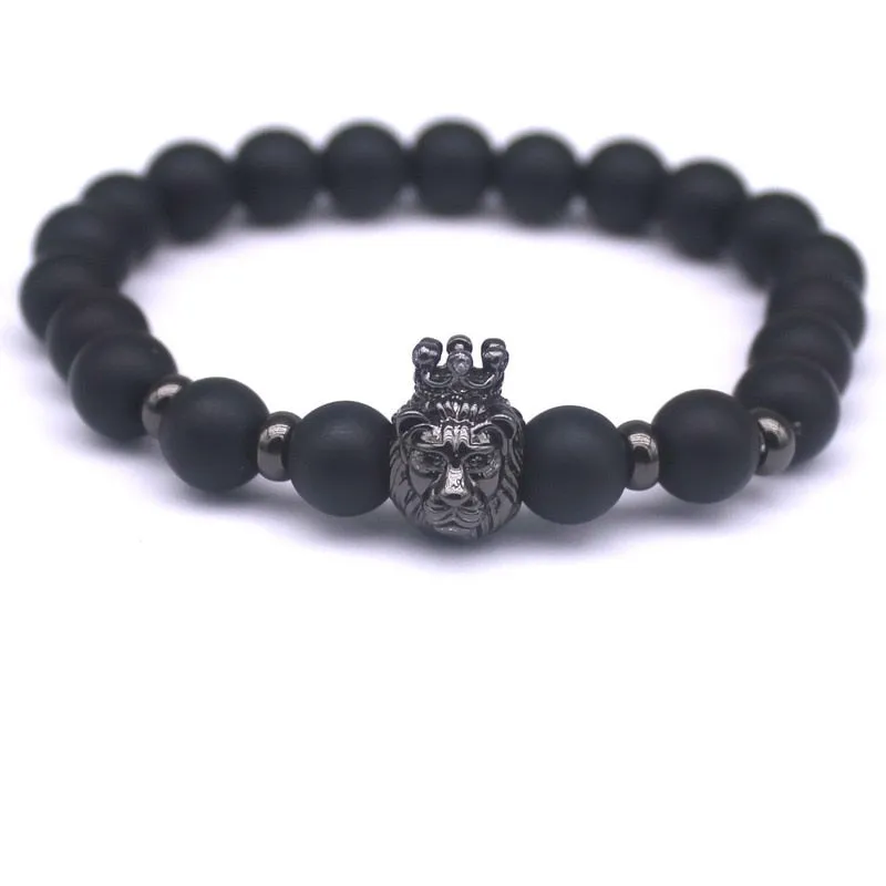 Men's Fashion Vintage Black Stone Popular Macrame Badge Charm Bracelets