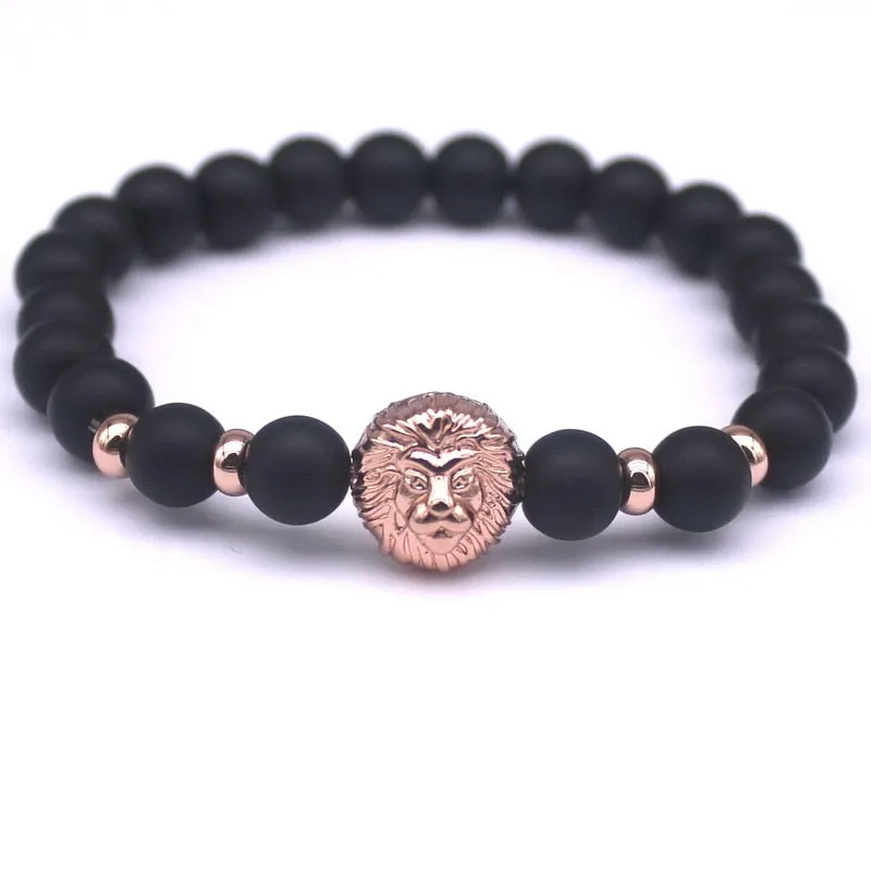 Men's Fashion Vintage Black Stone Popular Macrame Badge Charm Bracelets