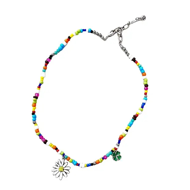 Multicolor Cool Summer Charm Necklaces Daisy Floral Flower Jewelry Kpop Fashion BTS Accessories Casual