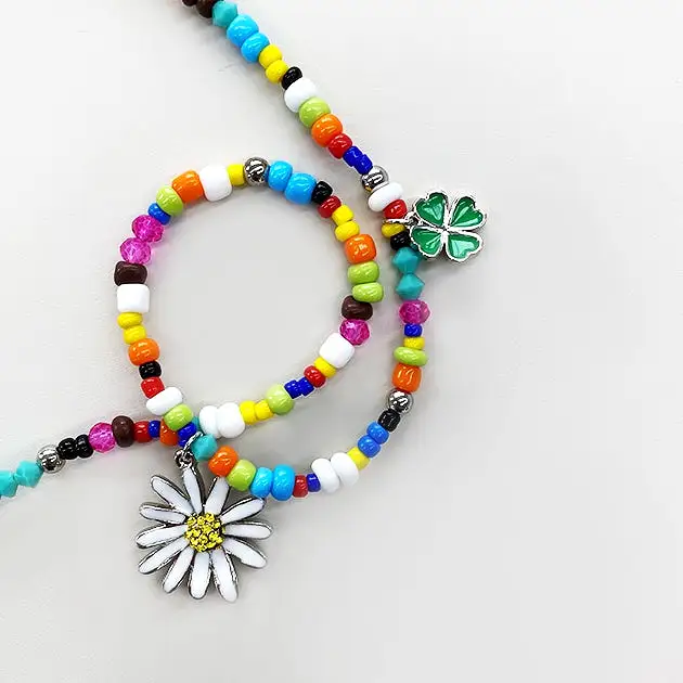 Multicolor Cool Summer Charm Necklaces Daisy Floral Flower Jewelry Kpop Fashion BTS Accessories Casual