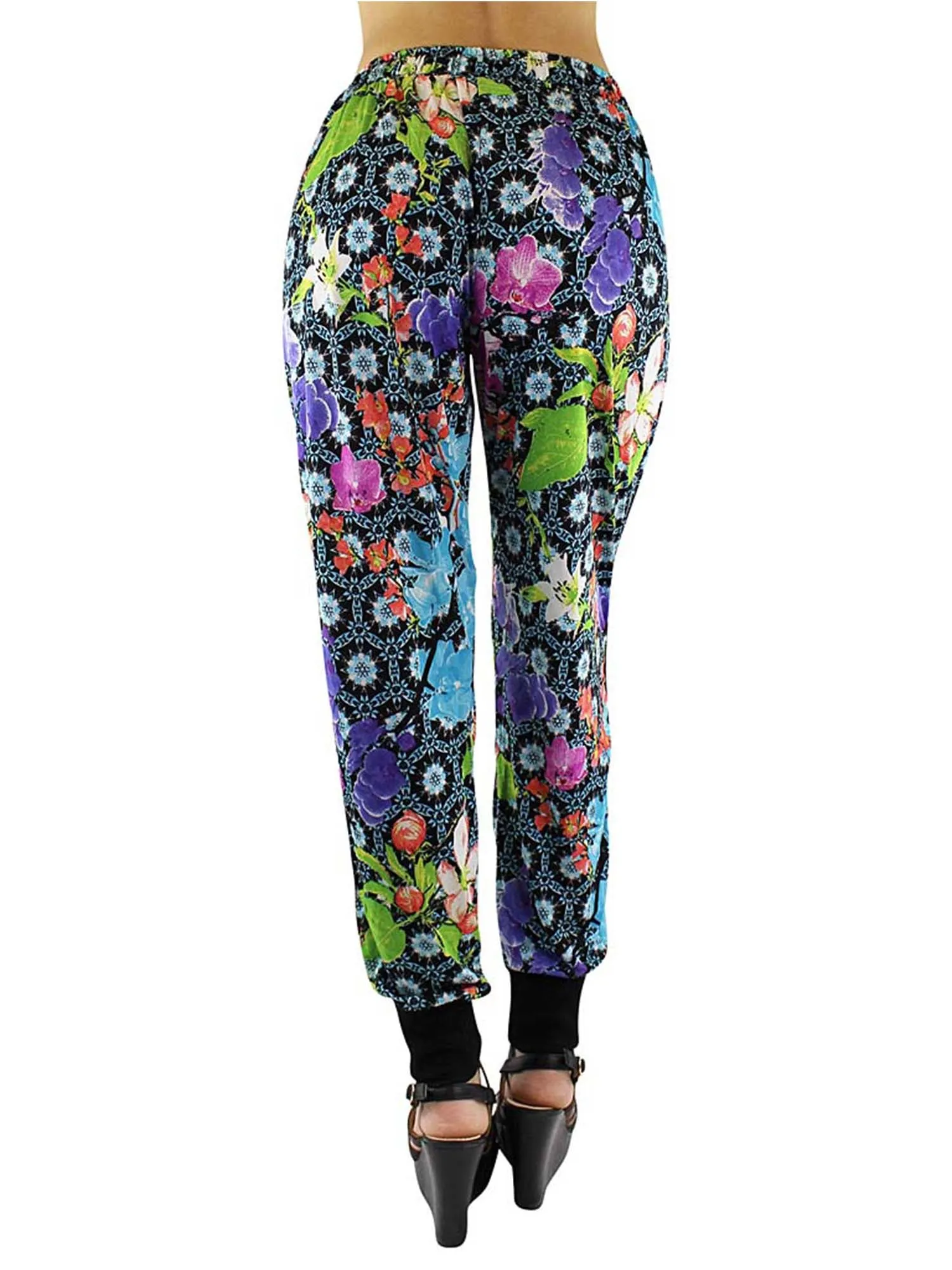 Multicolor Floral Deco Print Jogger Pants