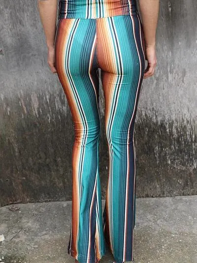 Multicolor Striped High Waist Bootcut Pants