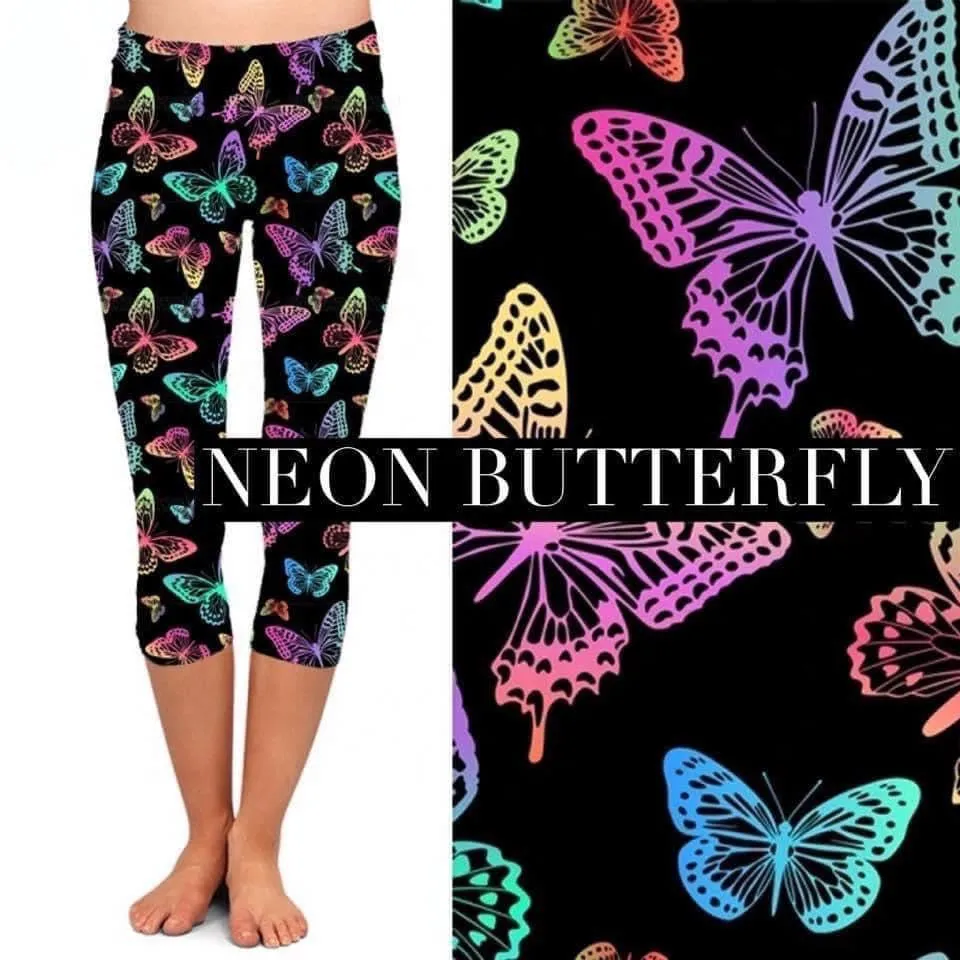 Neon Butterfly Pocket Capri Legging