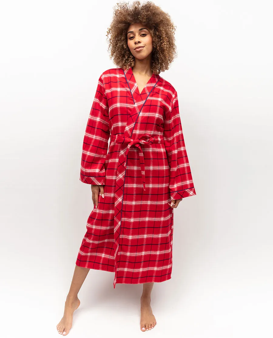 Noél Womens Super Cosy Check Long Dressing Gown