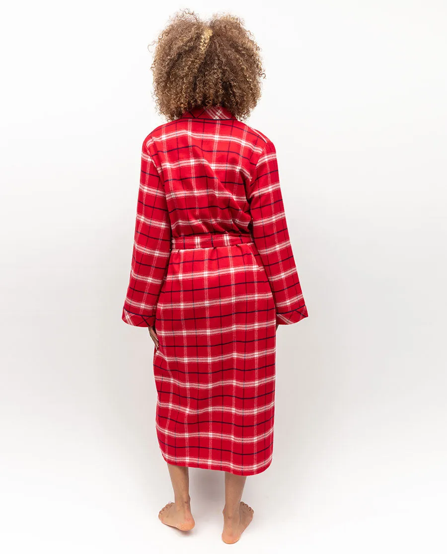 Noél Womens Super Cosy Check Long Dressing Gown