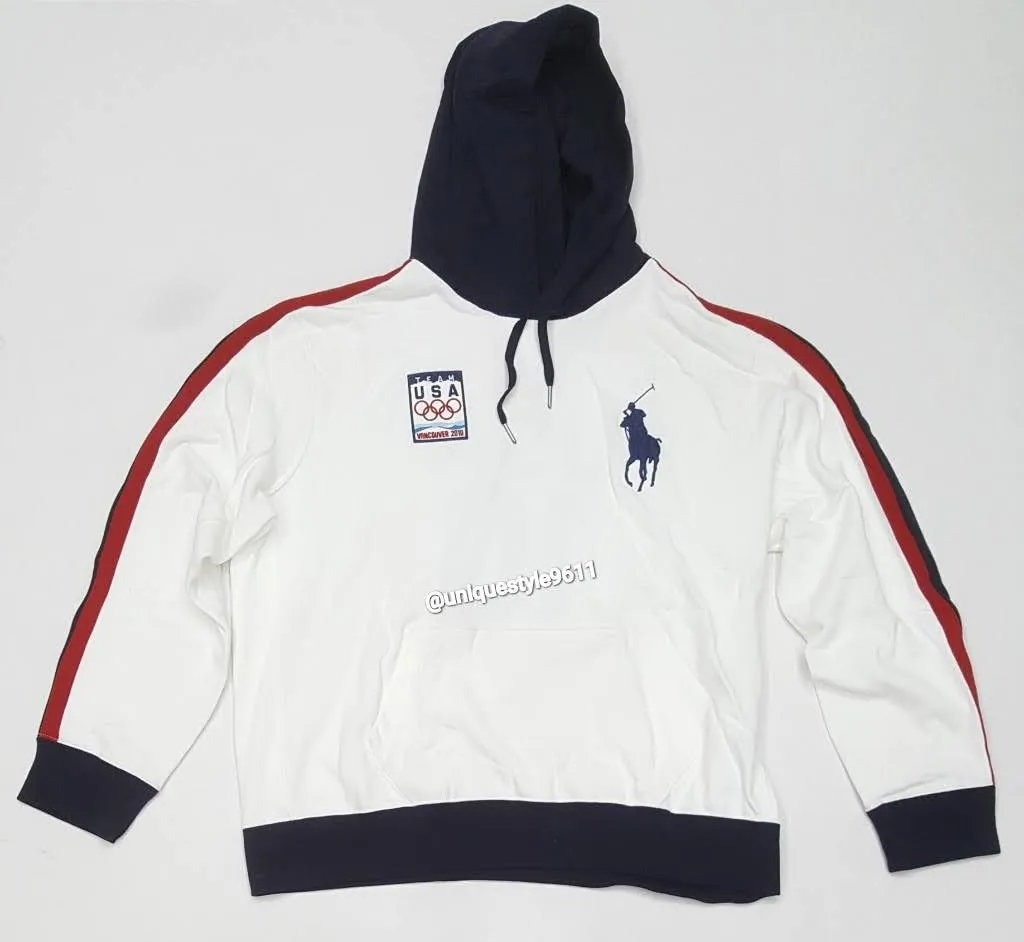 Nwt Polo Ralph Lauren White Team USA 10 Vancouver Big Pony Pullover Hoodie