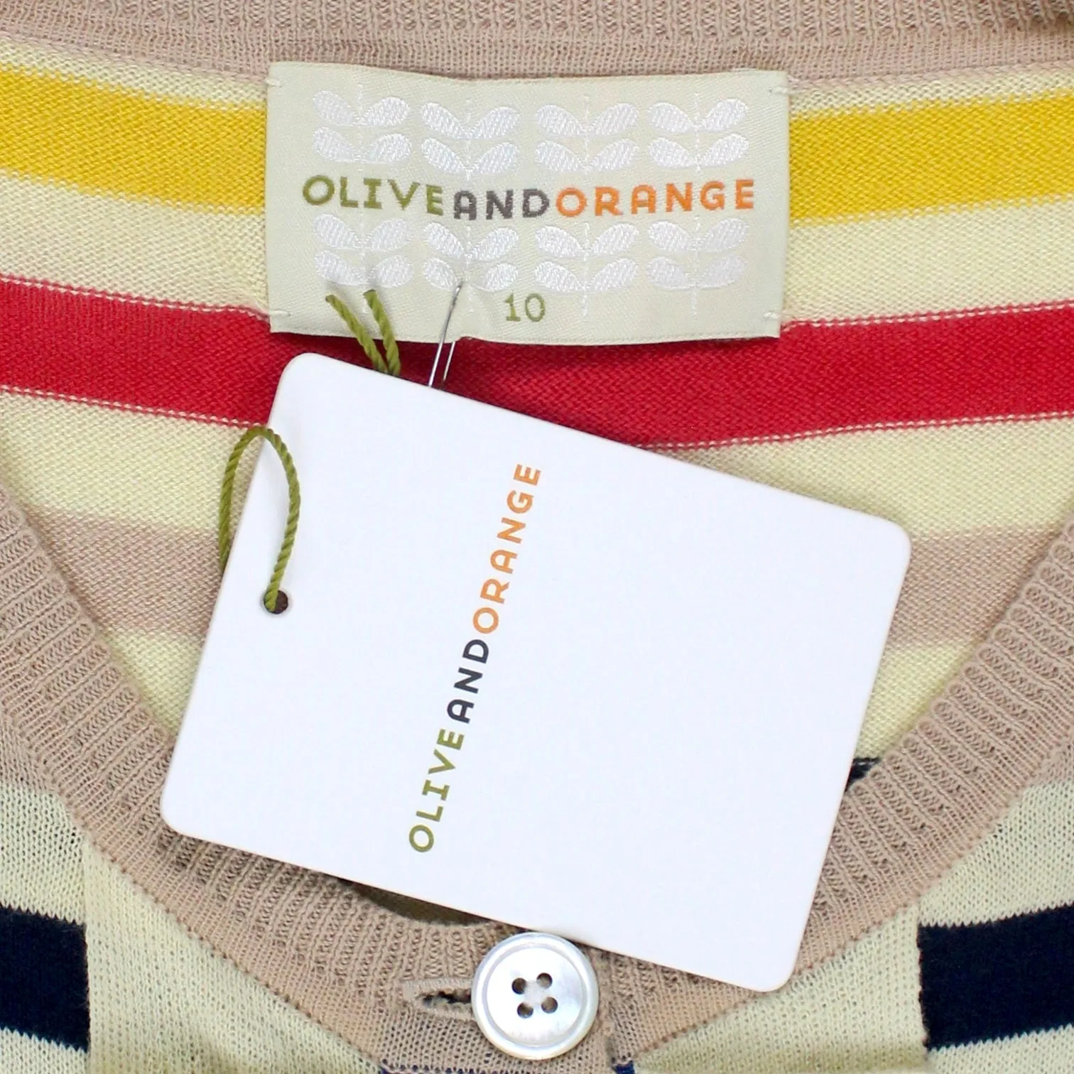 Olive & Orange Blue Striped Grosgrain Cardigan