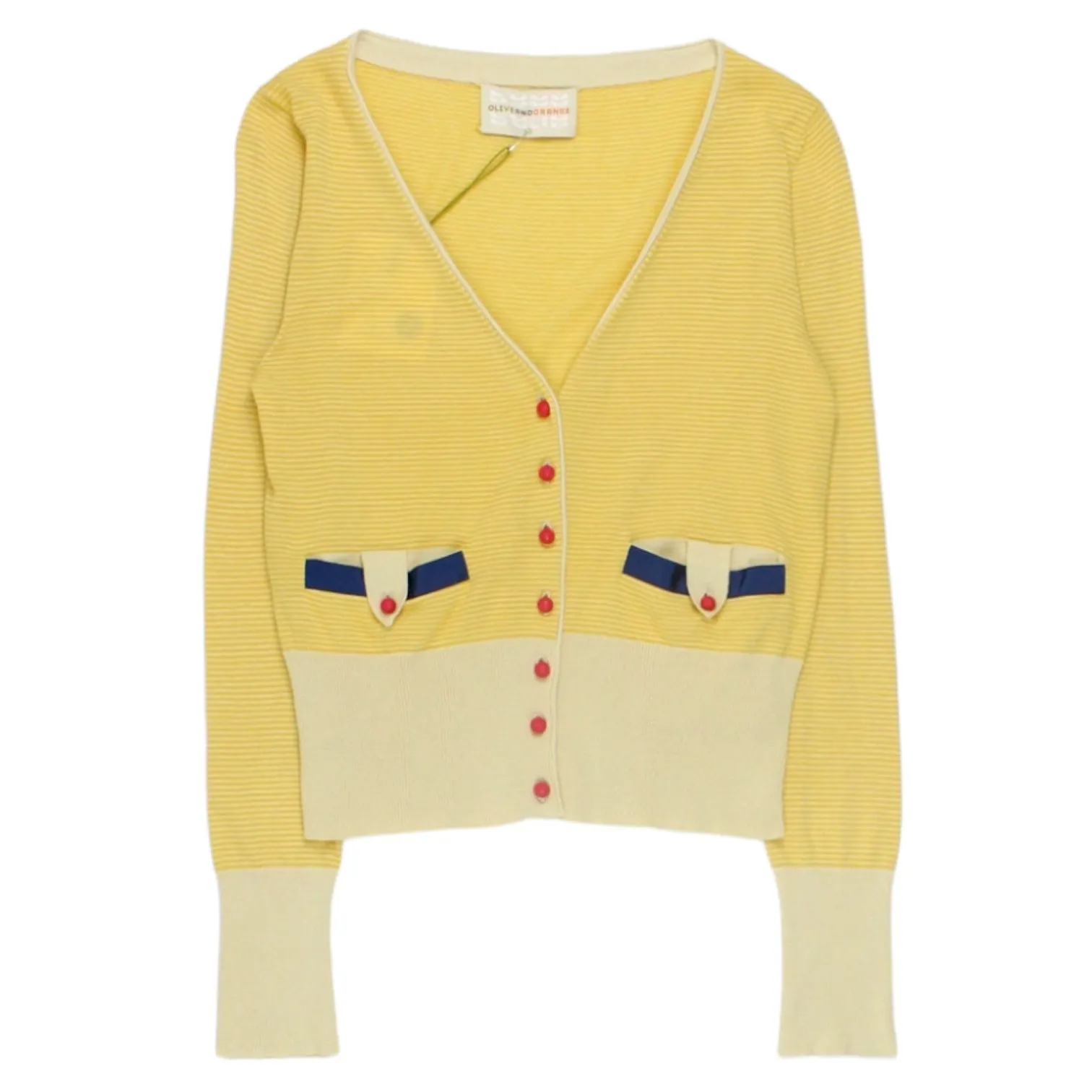 Olive & Orange By Orla Kiely Lemon Striped Cardigan