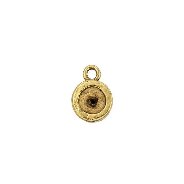 Open Back Bezel Charm, Fits #1088 Chaton Stone 7mm, Antiqued Gold, by Nunn Design (1 Piece)